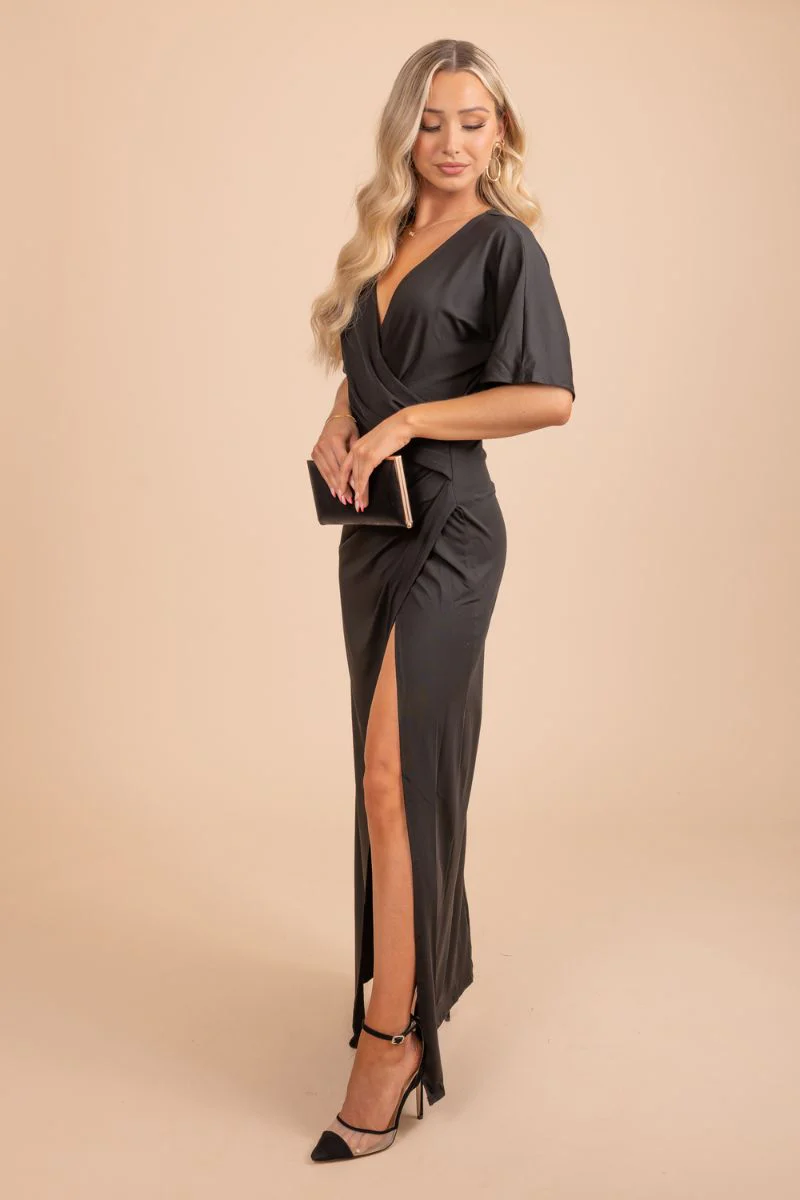 Let's Go Dance Faux Wrap Maxi Dress