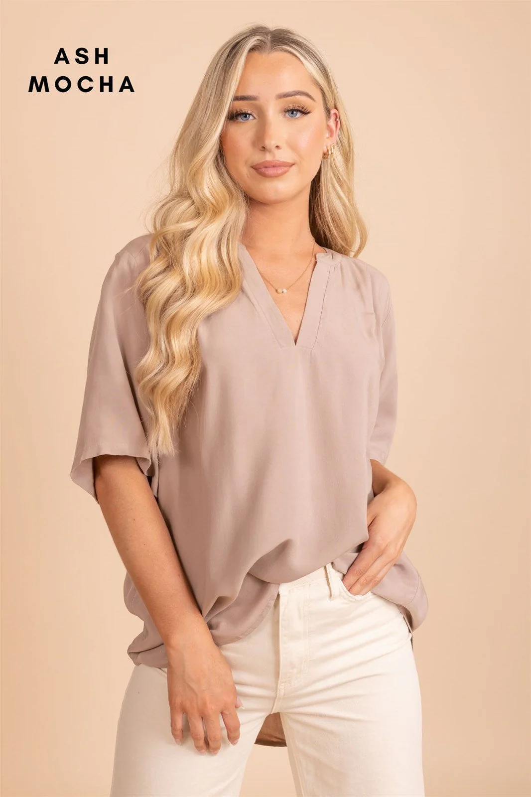 High Low V-Neck Blouse