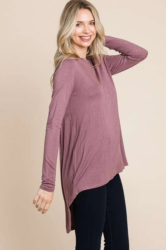 Crew Neck Shirring Back Tunic Top