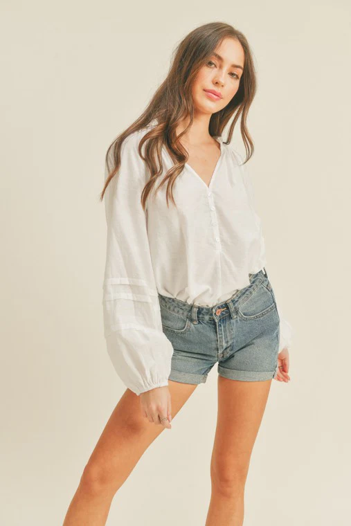 Puff Sleeve Button Down Top
