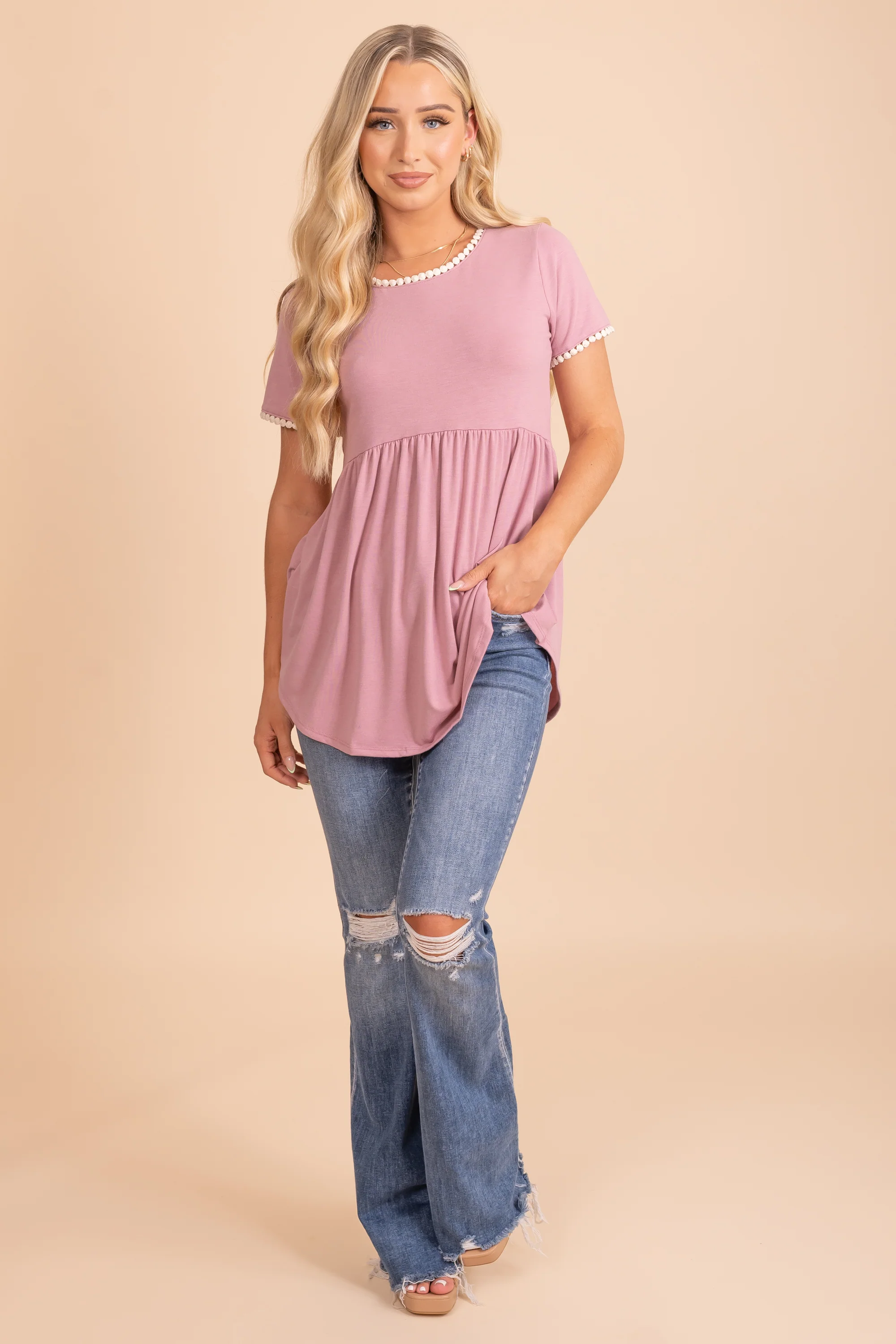 Short Sleeve Empire Waist Top