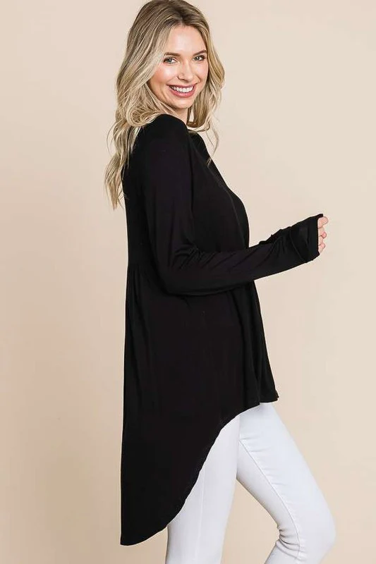 Crew Neck Shirring Back Tunic Top