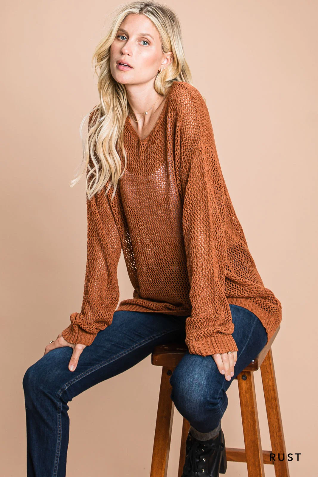 Net Sweater V- Neck Top