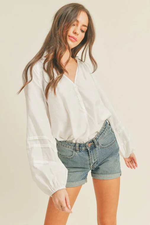 Puff Sleeve Button Down Top