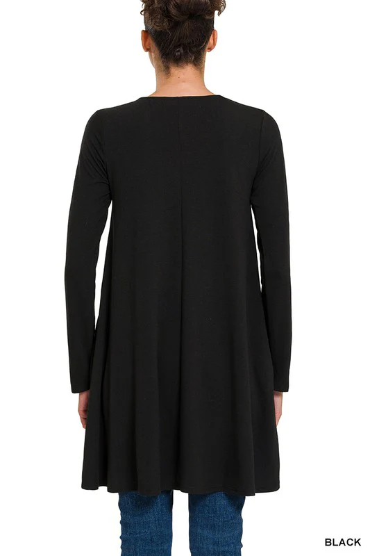 Long Sleeve  Pocket Tunic Dress