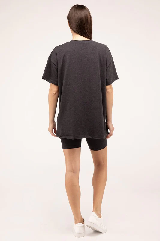 Cotton Round Neck Top & Biker Shorts Set