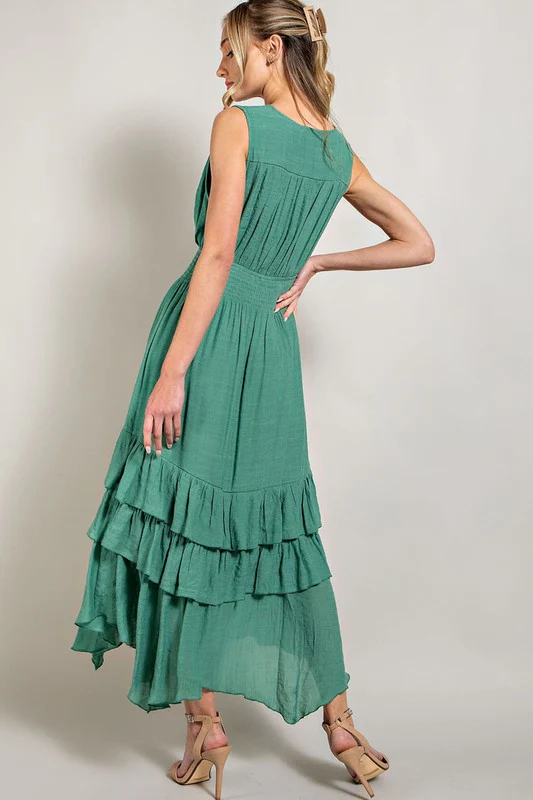 V-Neck Ruffle Maxi Dress