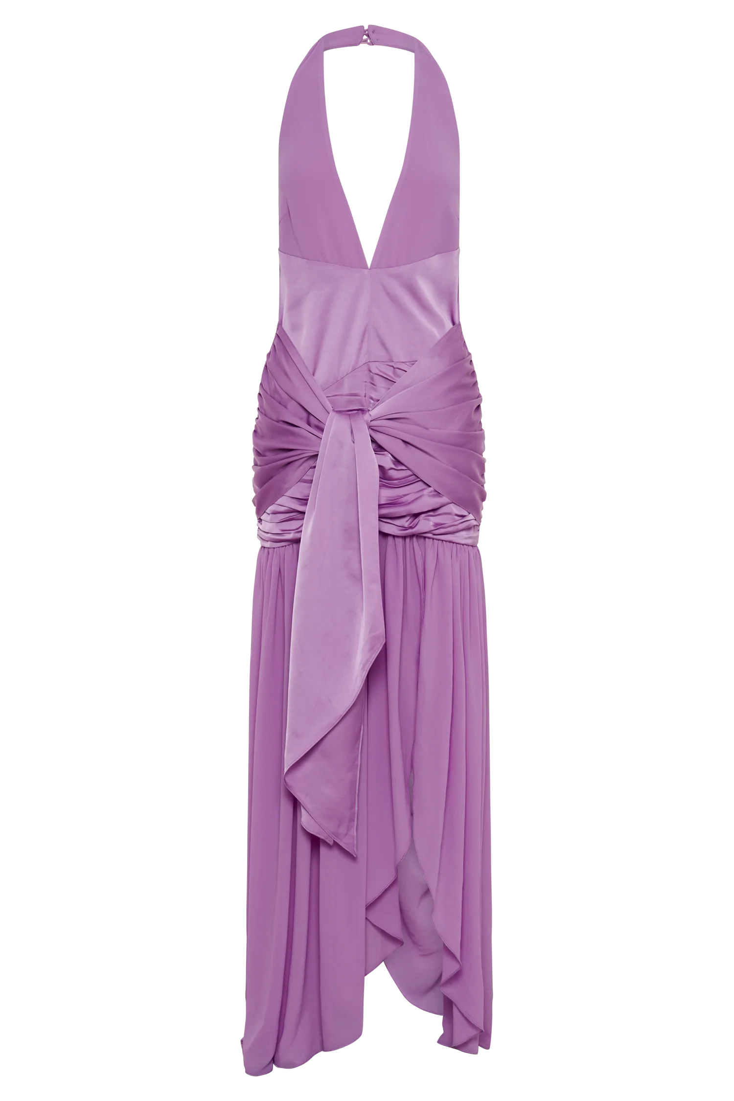 Graziana Satin Chiffon Plunge Maxi Dress - Violet