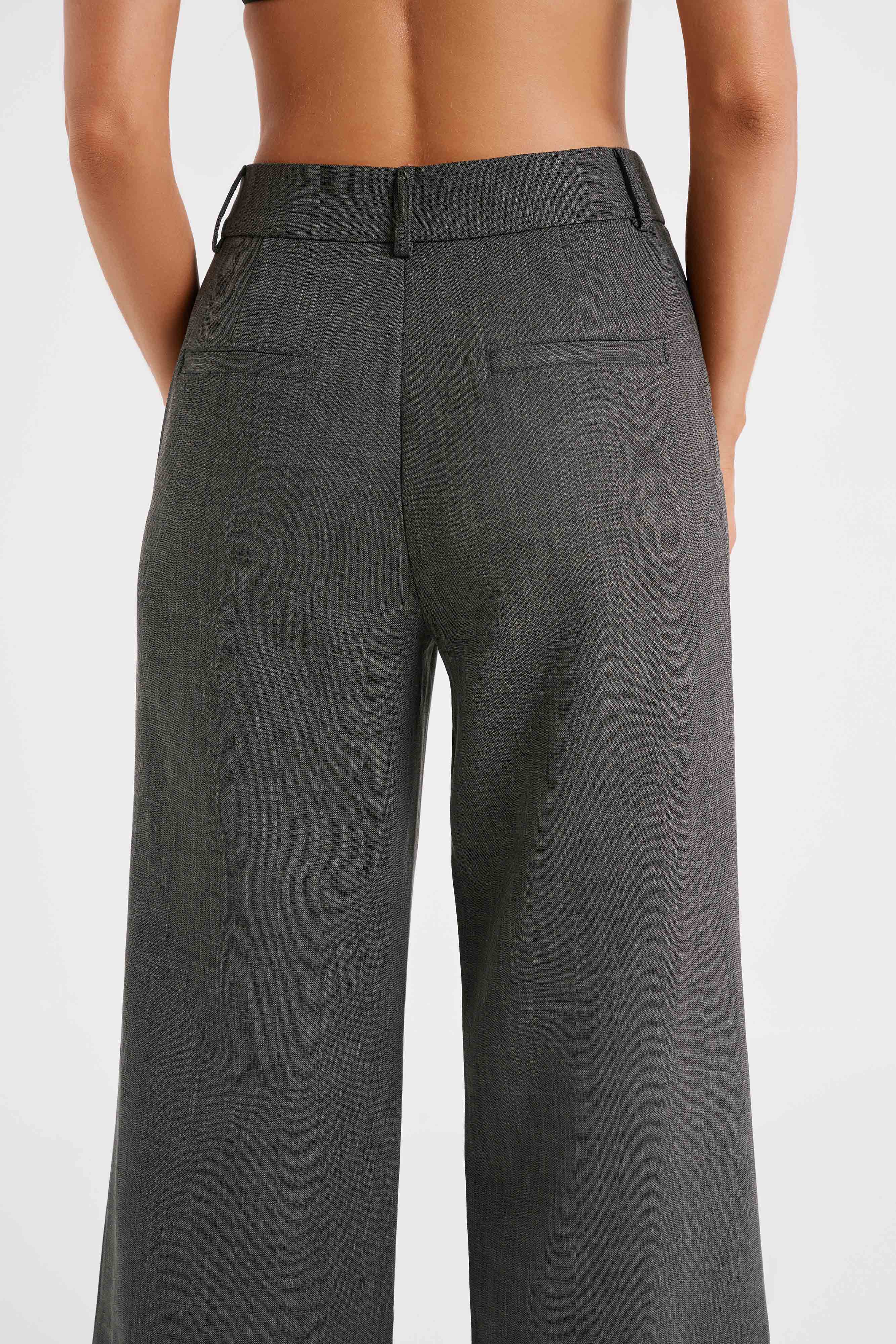 Natalie Textured Wide Leg Pant - Charcoal