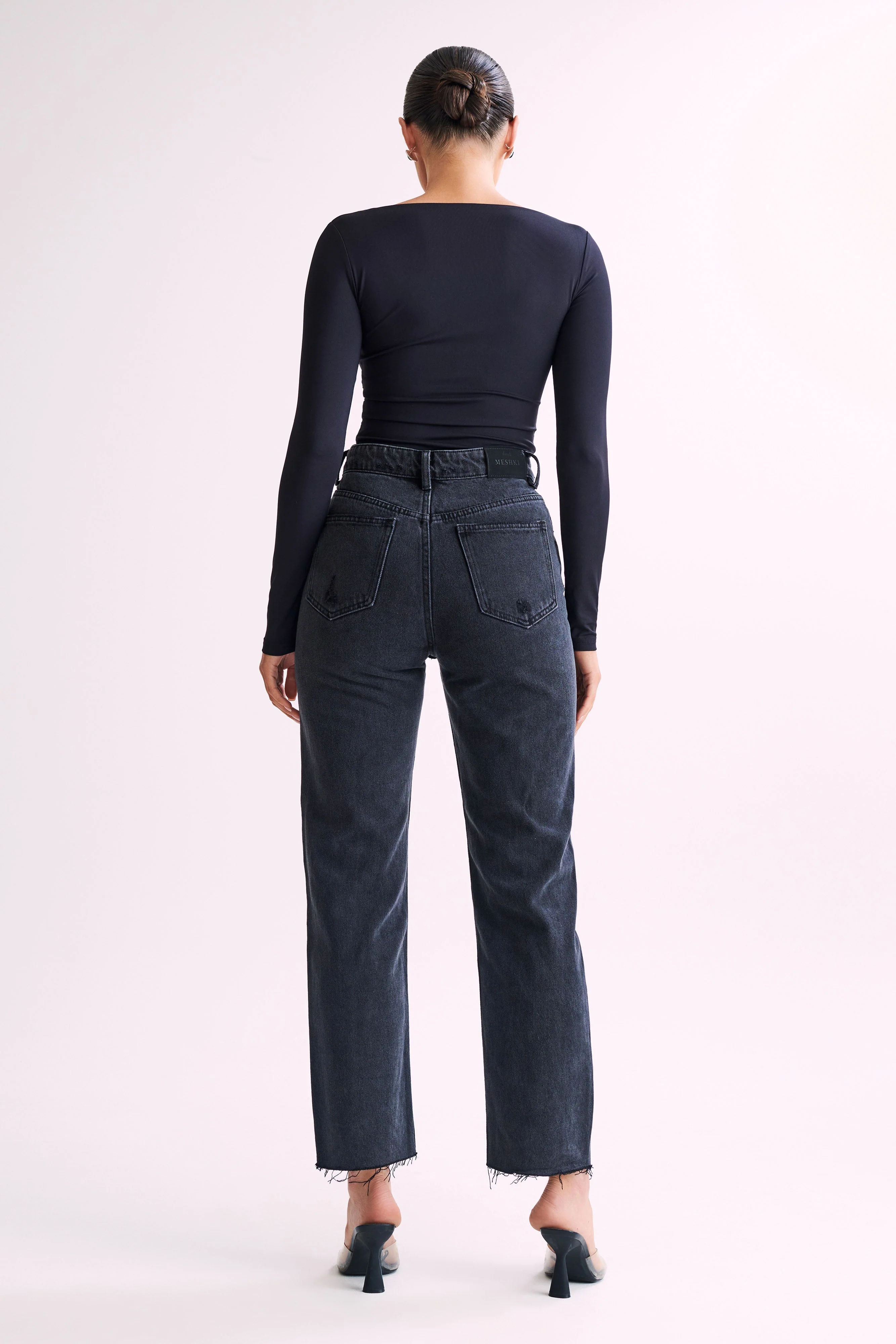 Bridget Recycled Nylon Long Sleeve Top - Black