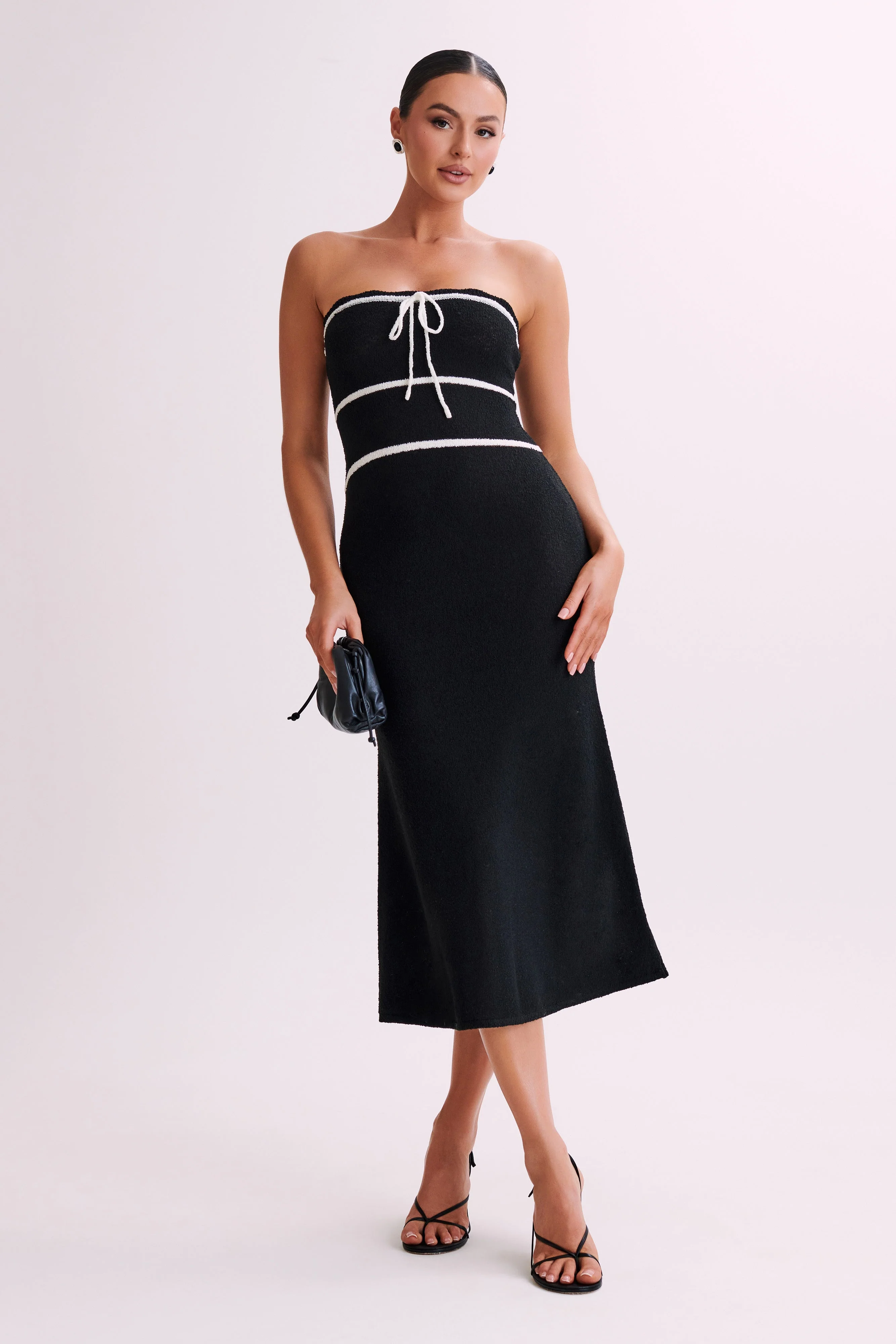 Dawn Strapless Knit Midi Dress - Black