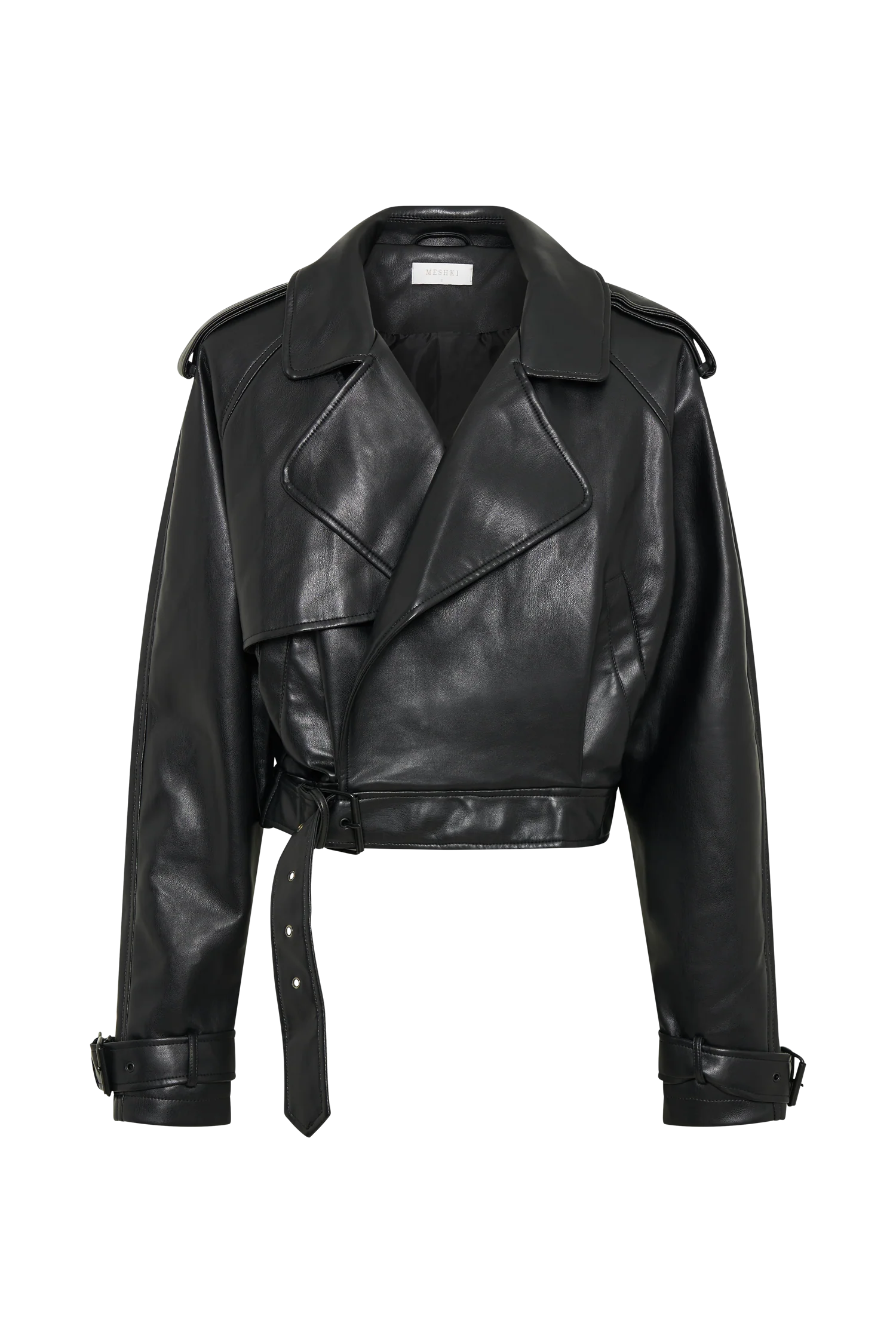 Taylor Oversized Faux Leather Jacket - Black