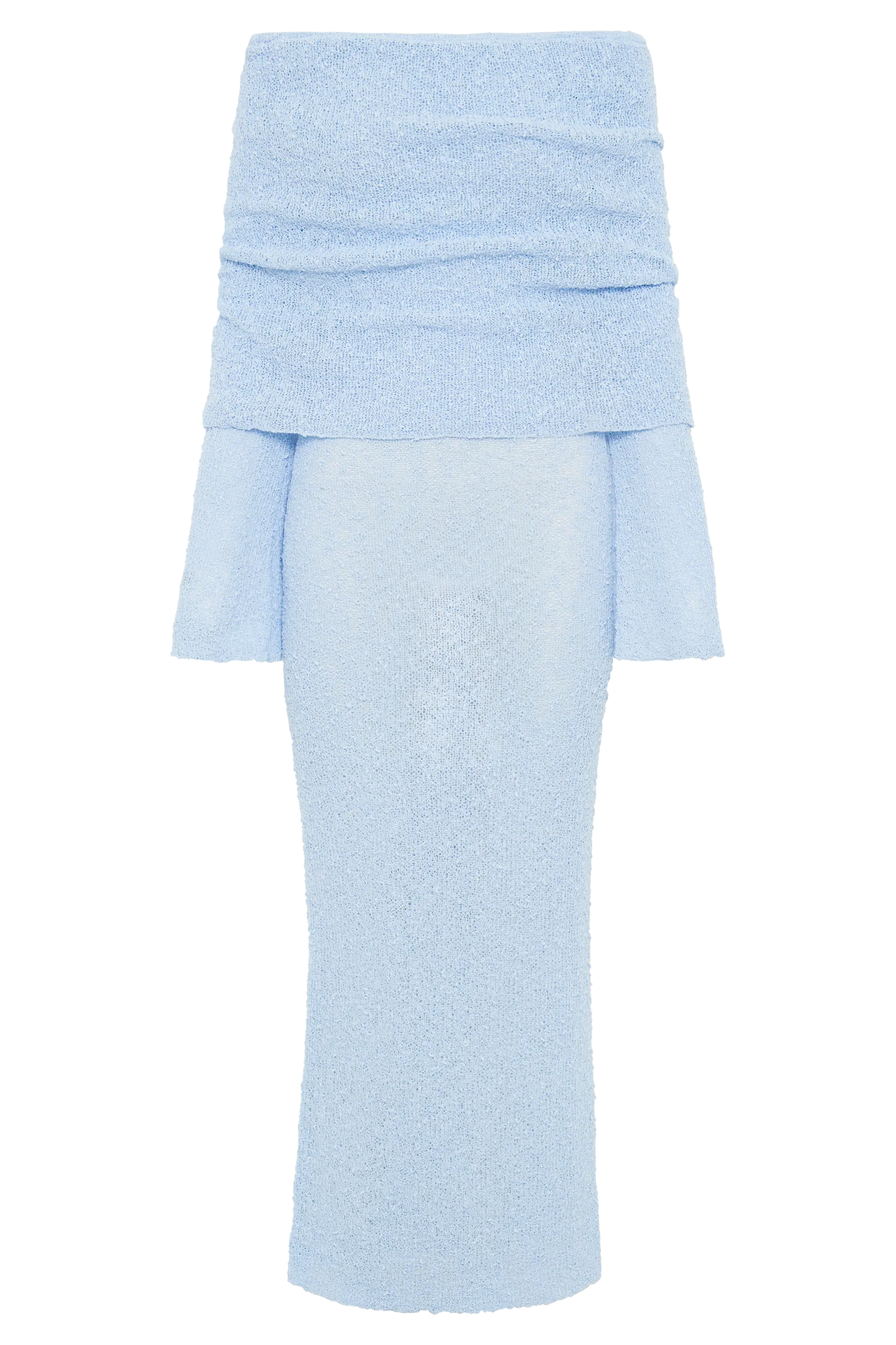 Marisol Off Shoulder Boucle Maxi Dress - Light Blue
