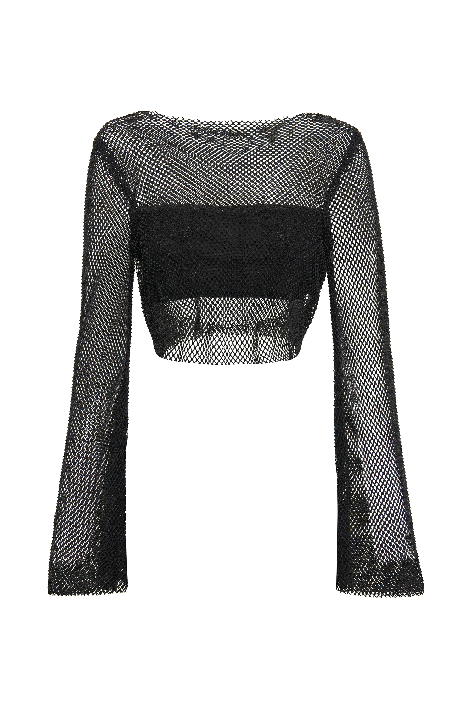 Hilton Diamante Mesh Cowl Top - Black