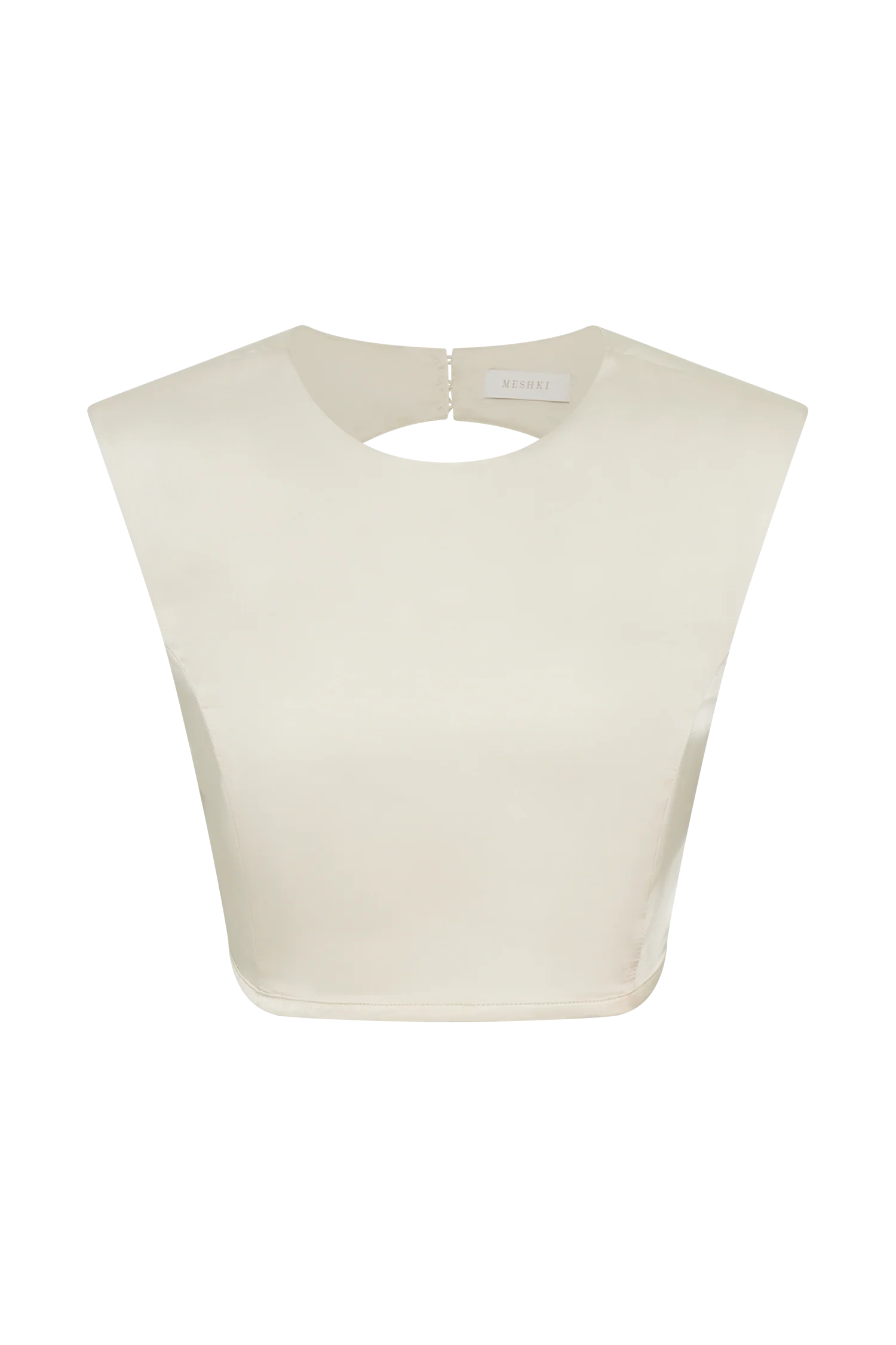 Viviana Satin Sleeveless Crop Top - Ivory