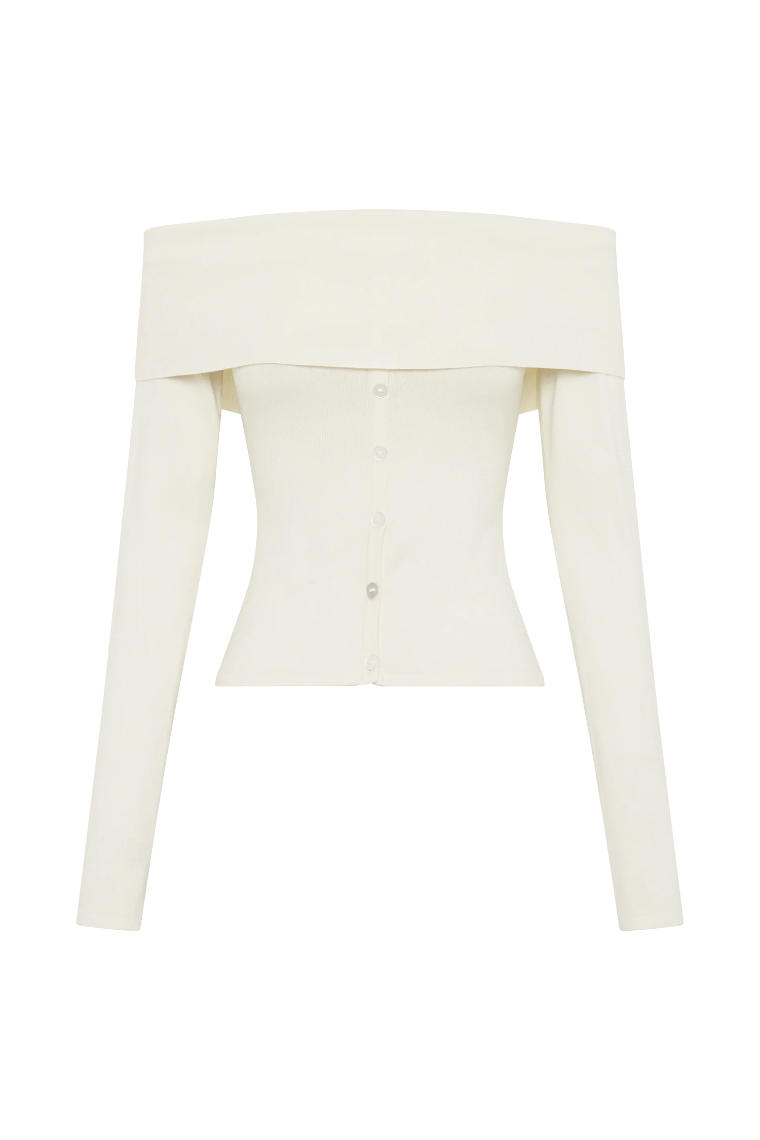 Diedre Buttoned Off Shoulder Knit Top - White