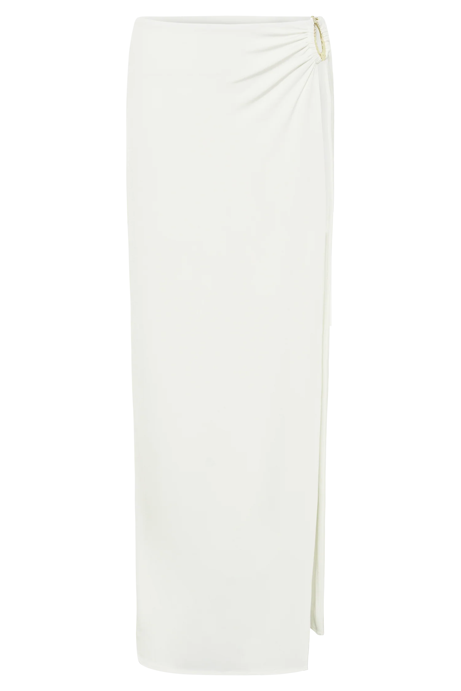 Suri Slinky Maxi Skirt With Gold Hardware - White
