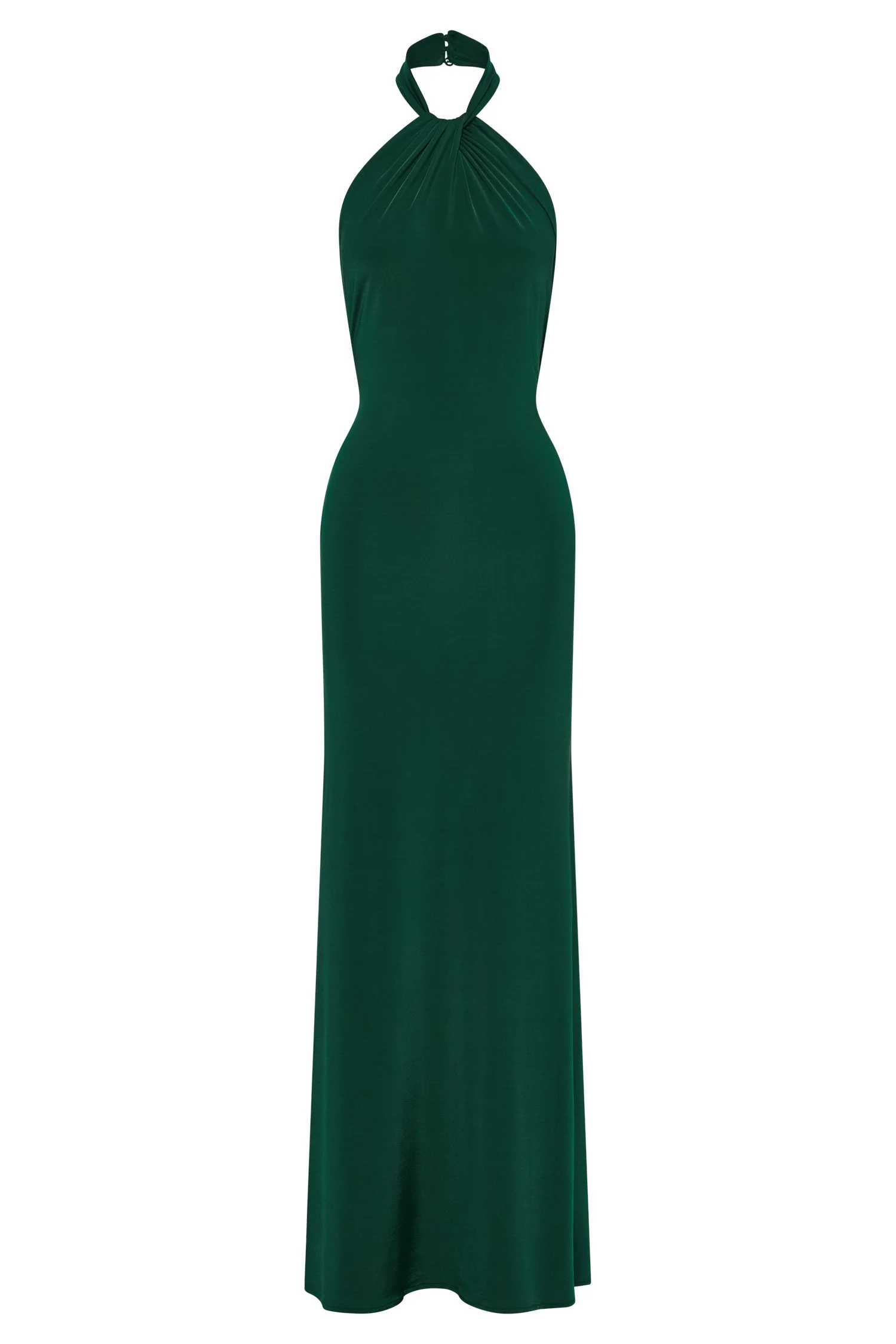 Elyna Slinky Halter Maxi Dress - Forest Green