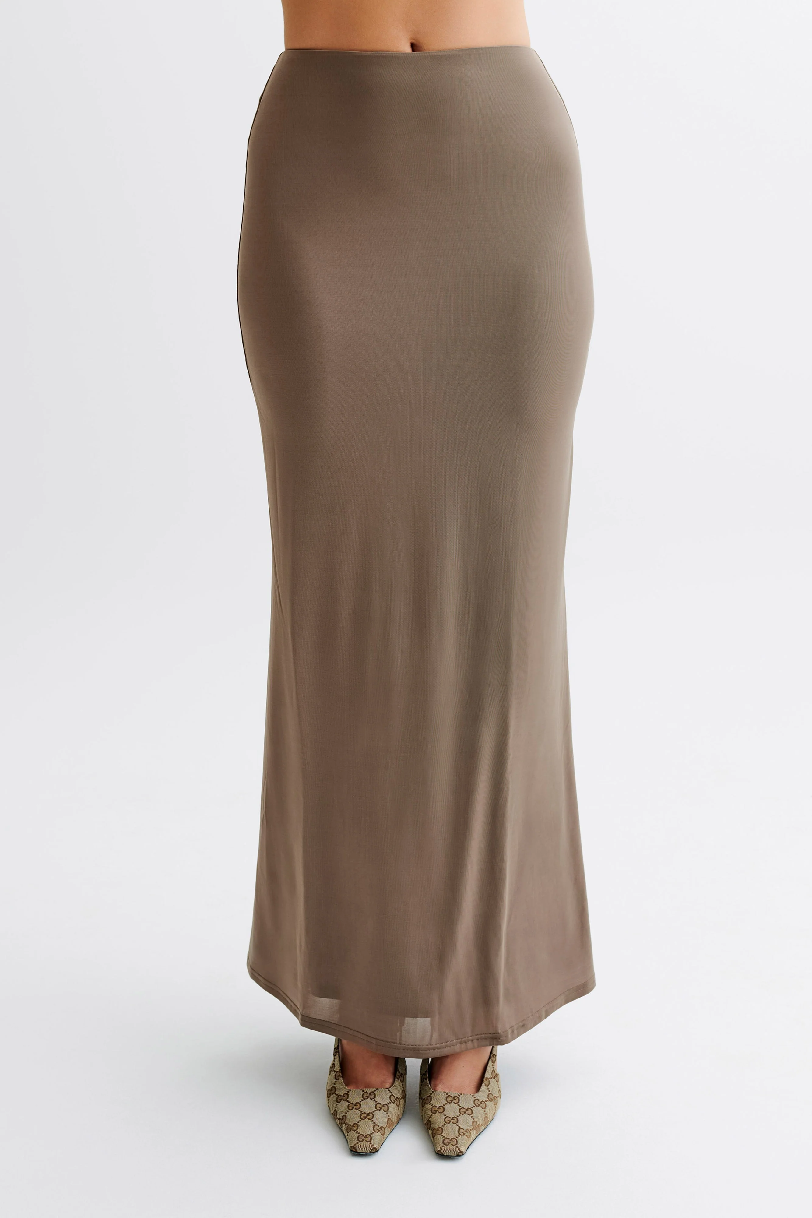 Bruna Slinky Fishtail Maxi Skirt - Coco