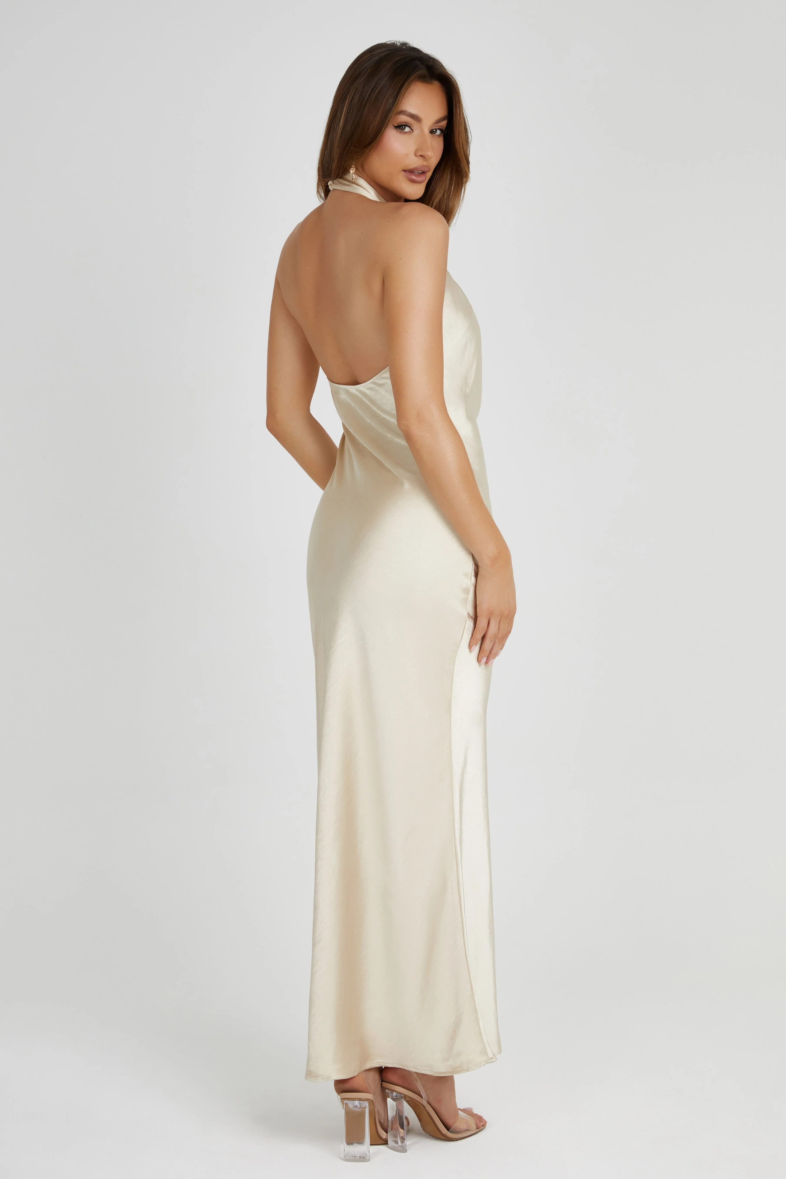 Laura Halter Satin Gown - Gold