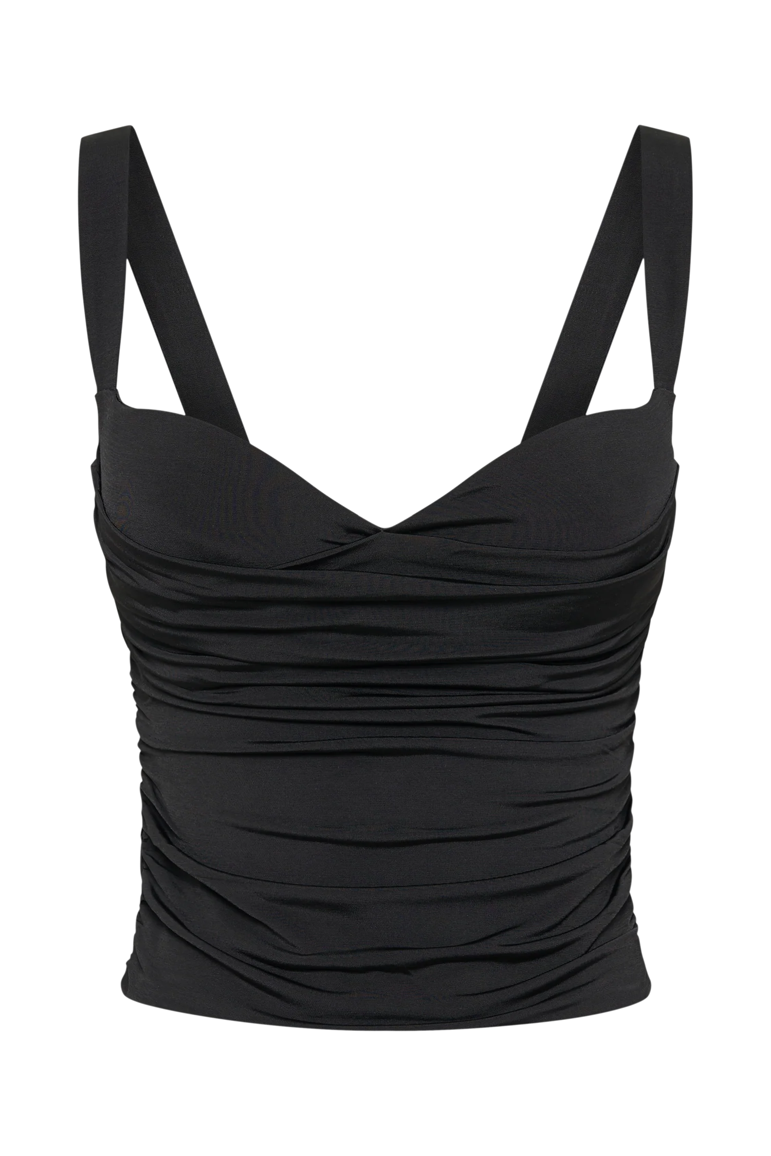 Hailey Slinky Long Line Sweetheart Top - Black