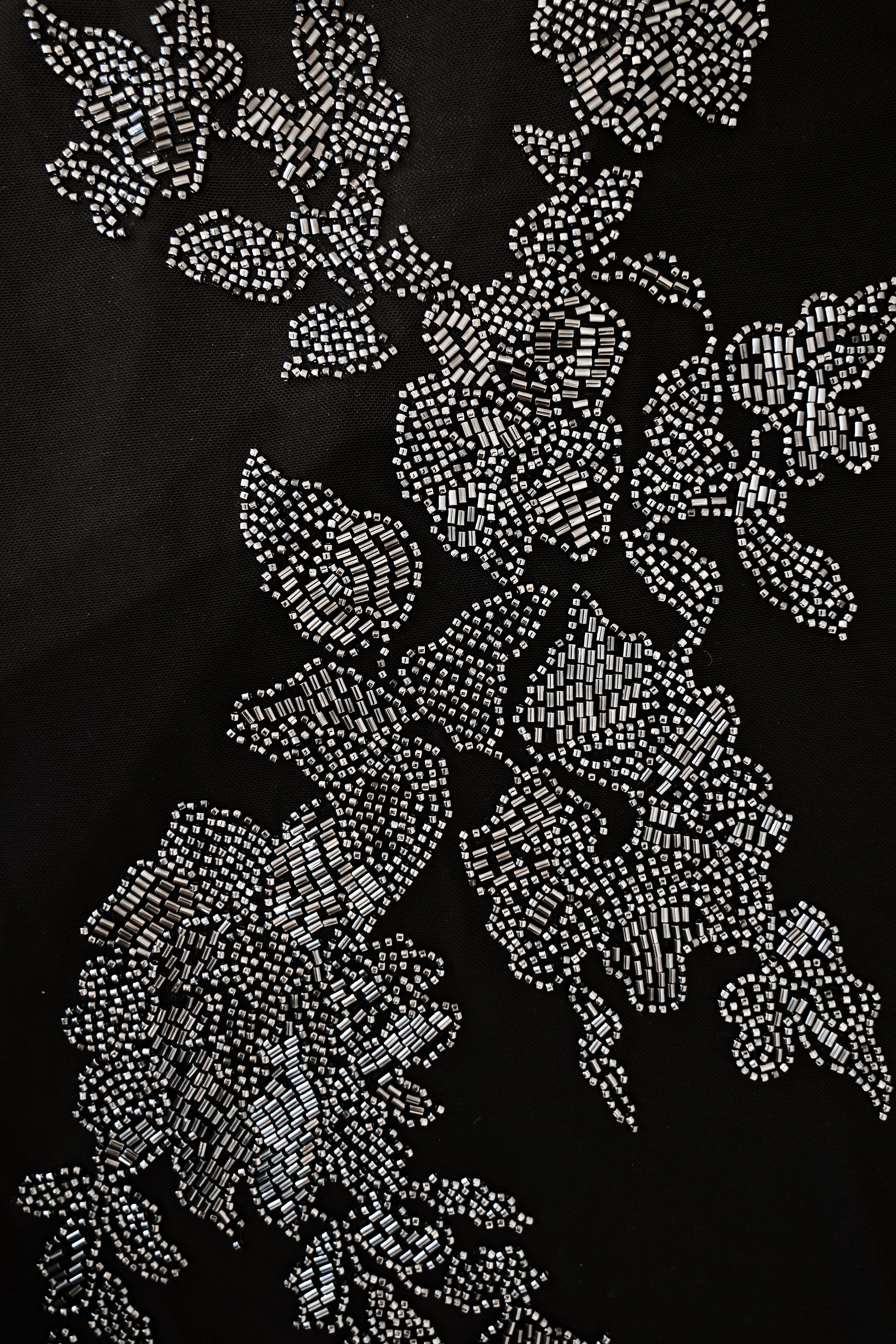 Luci Beaded Flower Mesh Top - Black