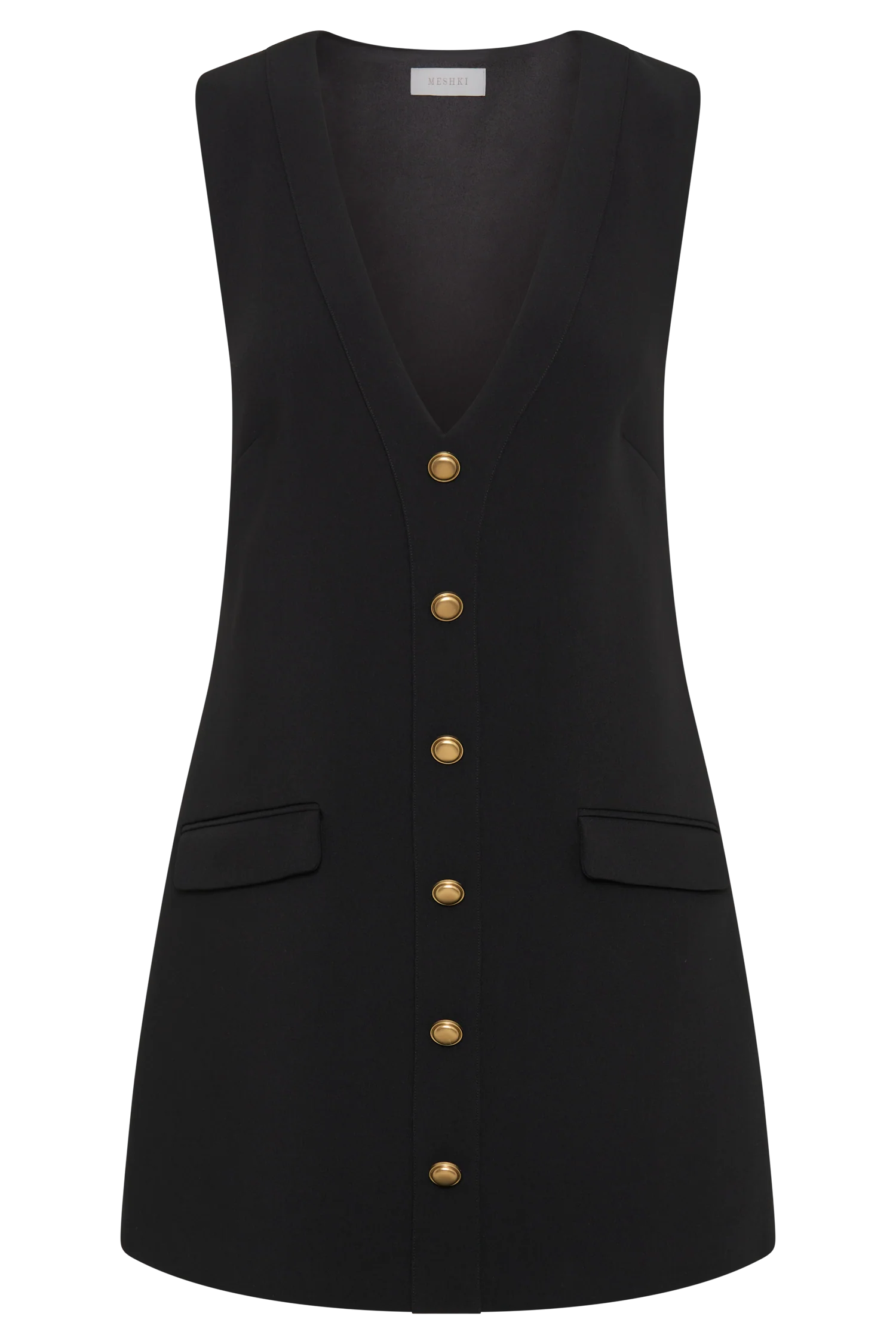 Florentina Sleeveless Suiting Mini Dress - Black