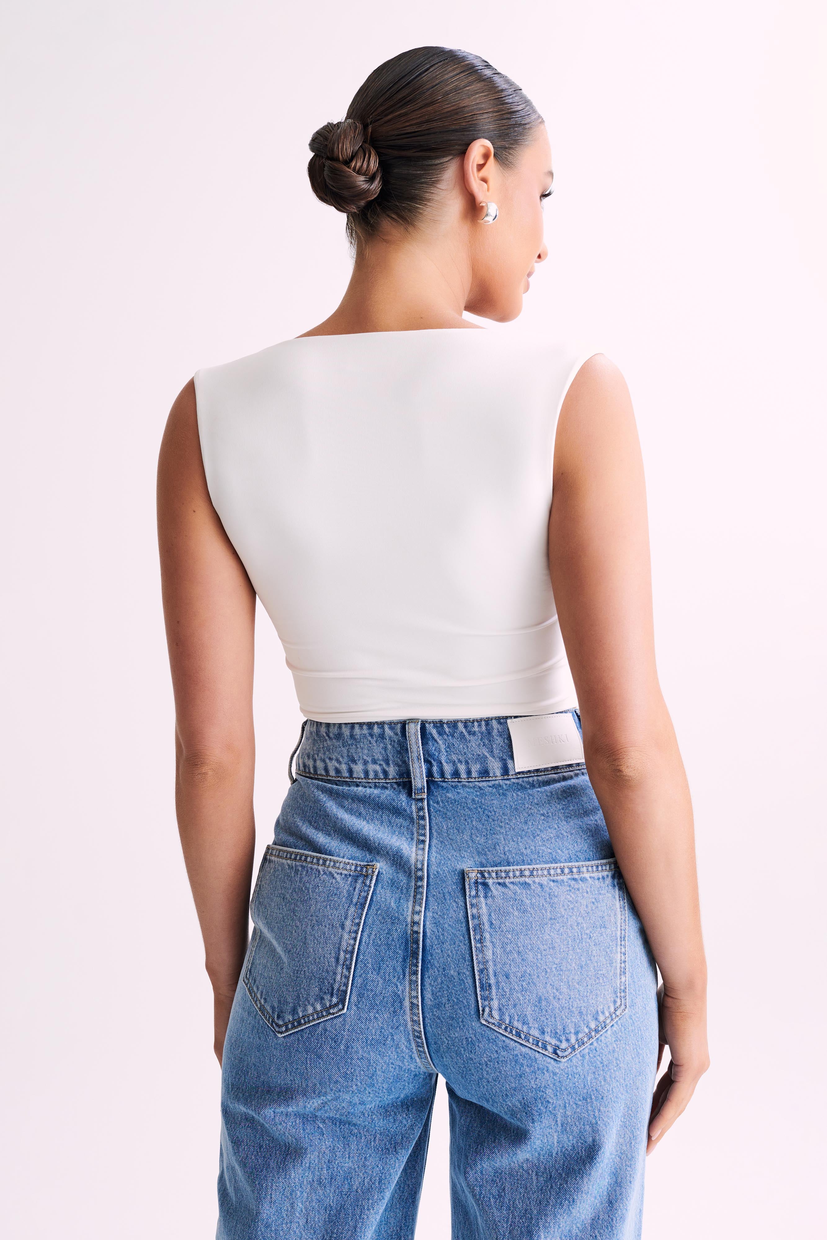 Linley Recycled Nylon Cropped Top - White
