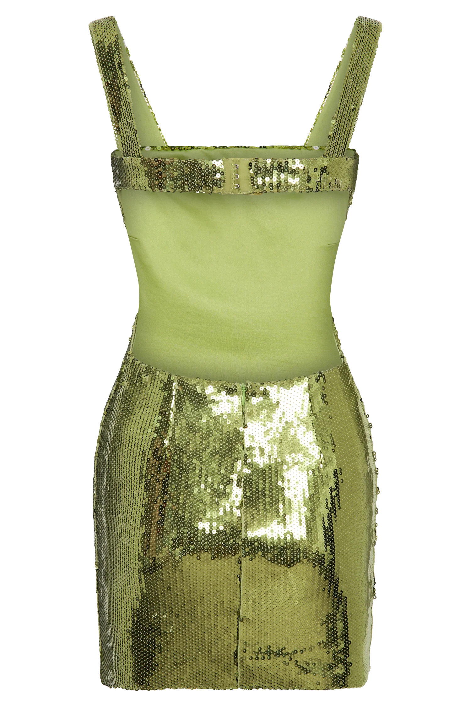 Adoria Sequin Cut Out Mini Dress - Green