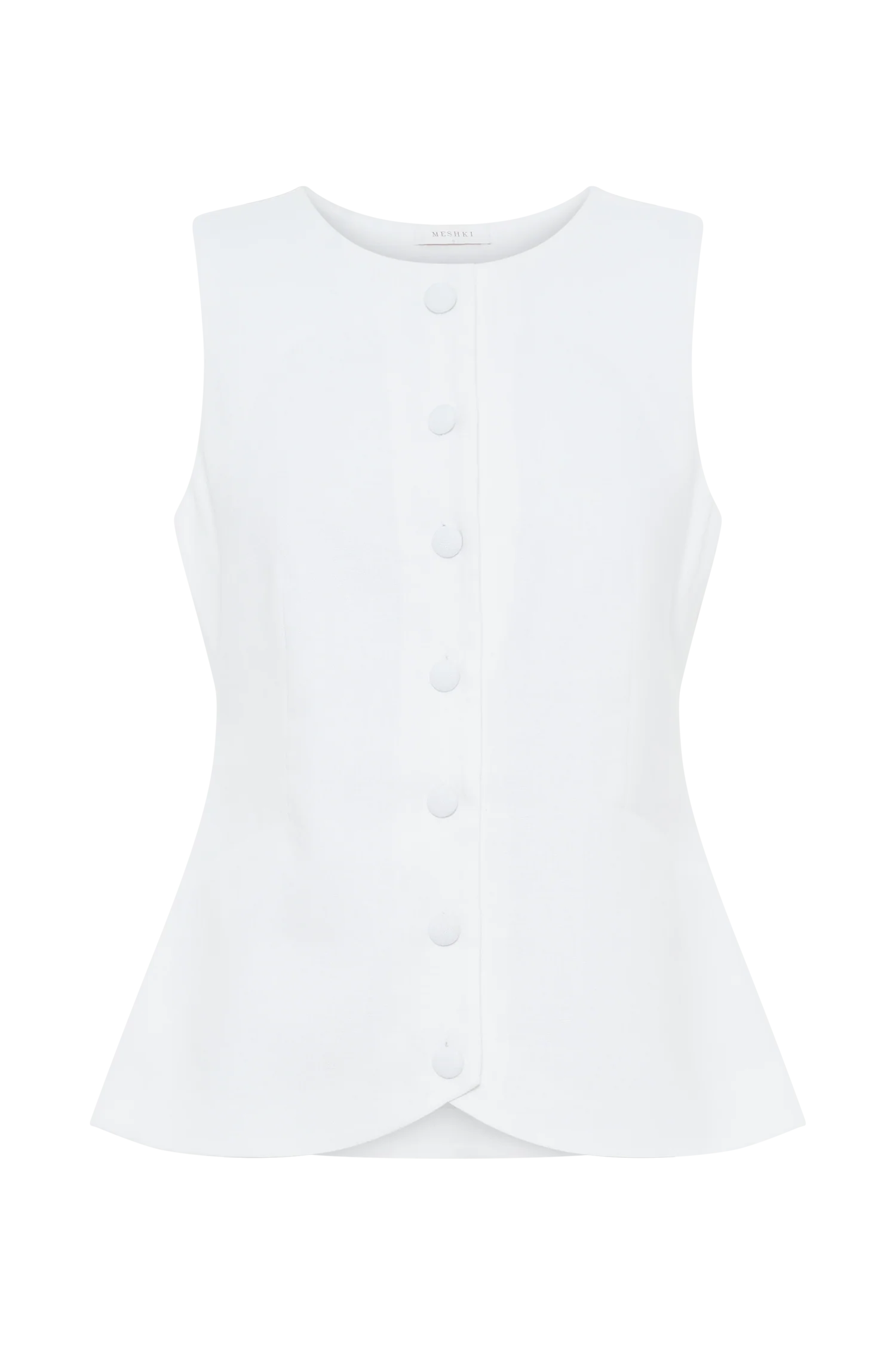 Laurence Sleeveless Linen Longline Top - White