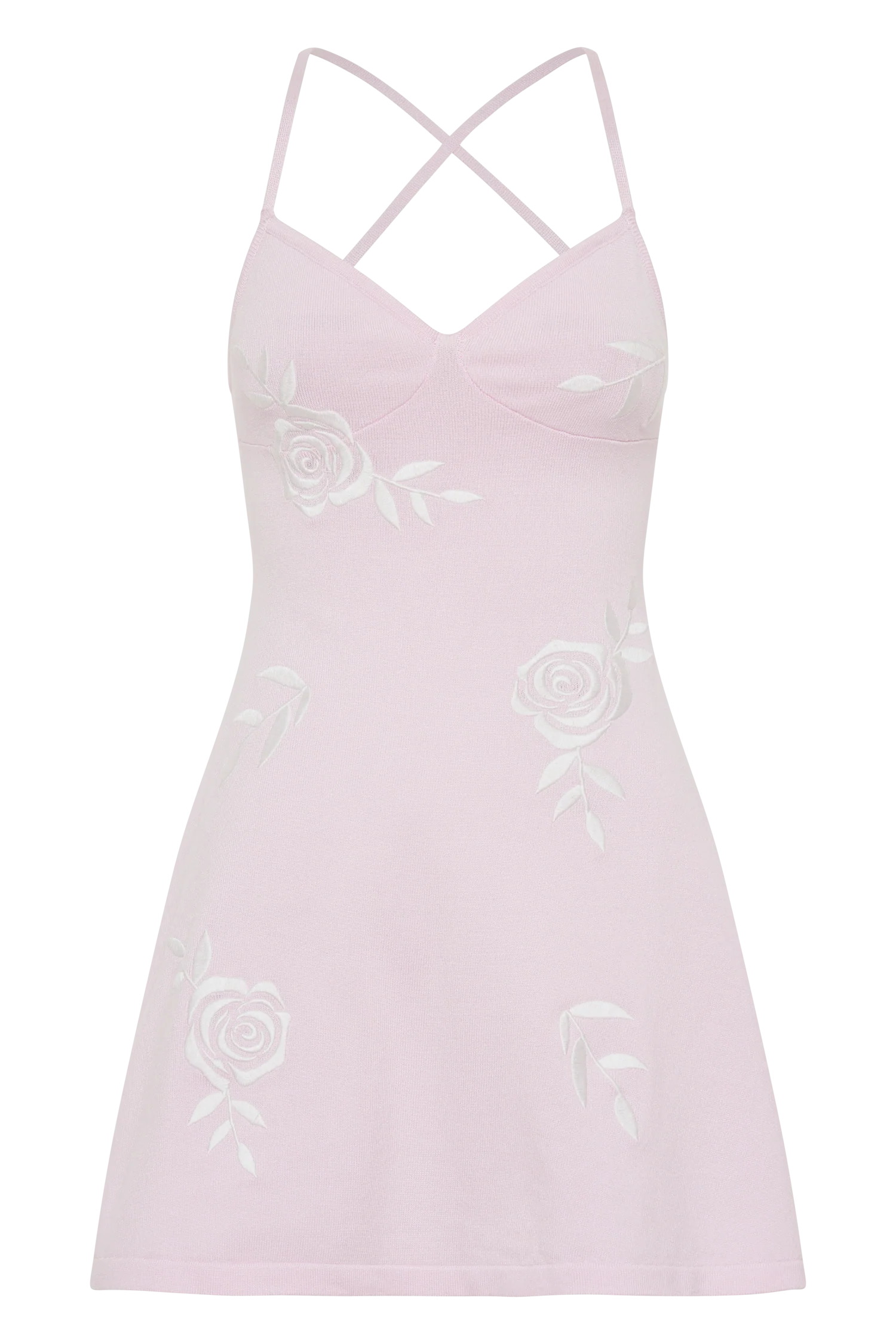 Victorie Rose Knit Mini Dress - Fairy Floss Pink
