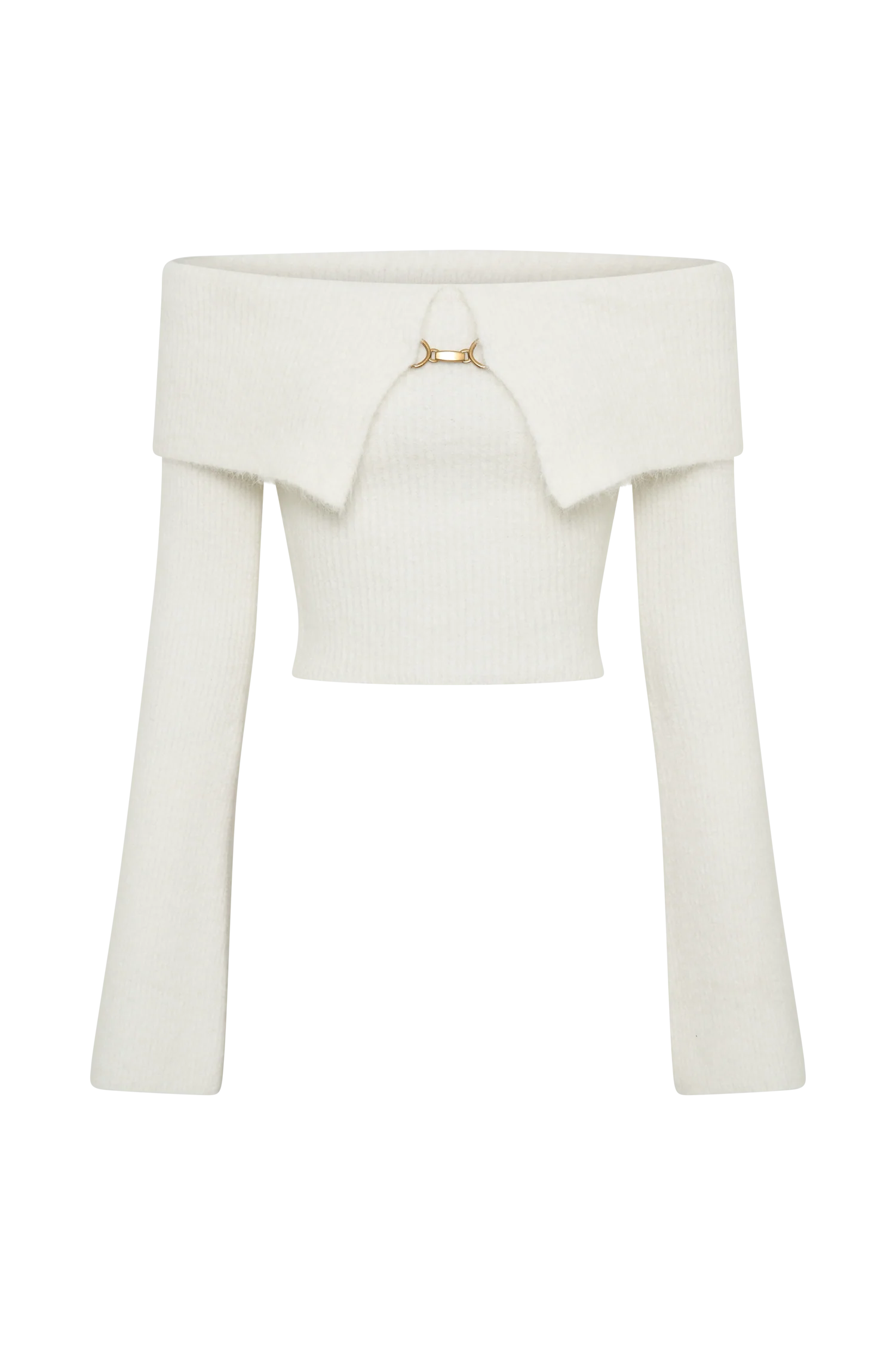 Baxter Off Shoulder Fluffy Knit Top - Ivory