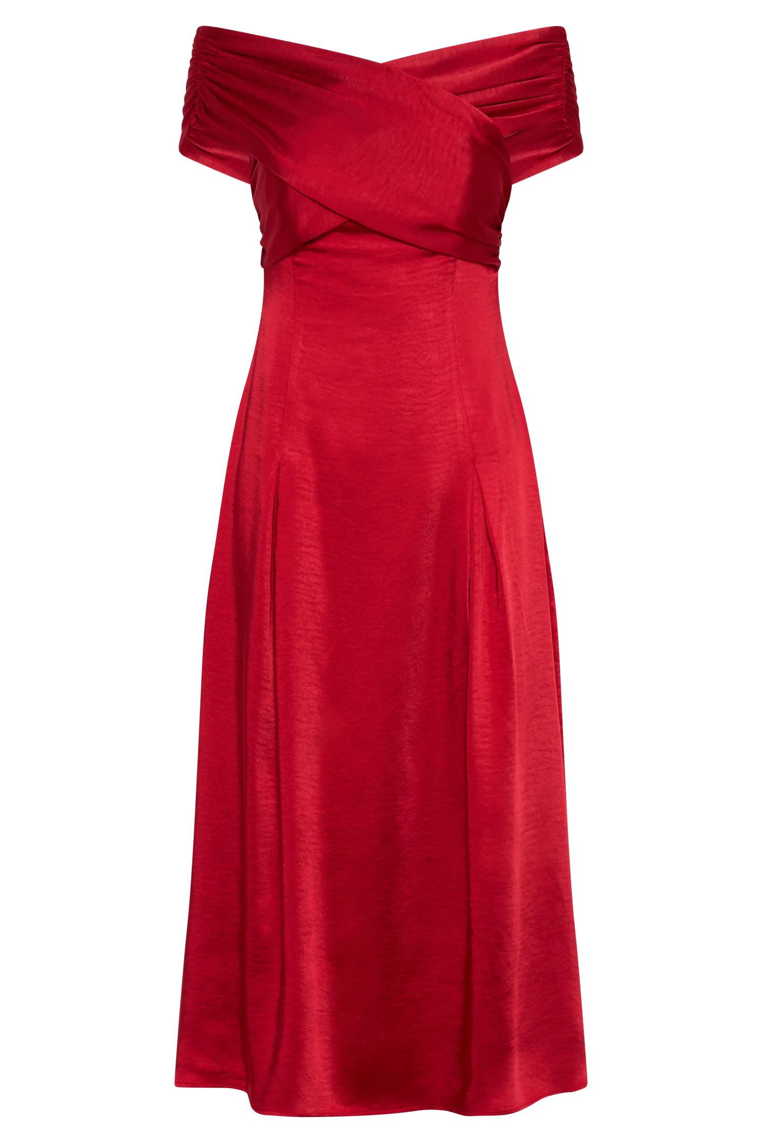 Sofie Off Shoulder Midi Dress - Red