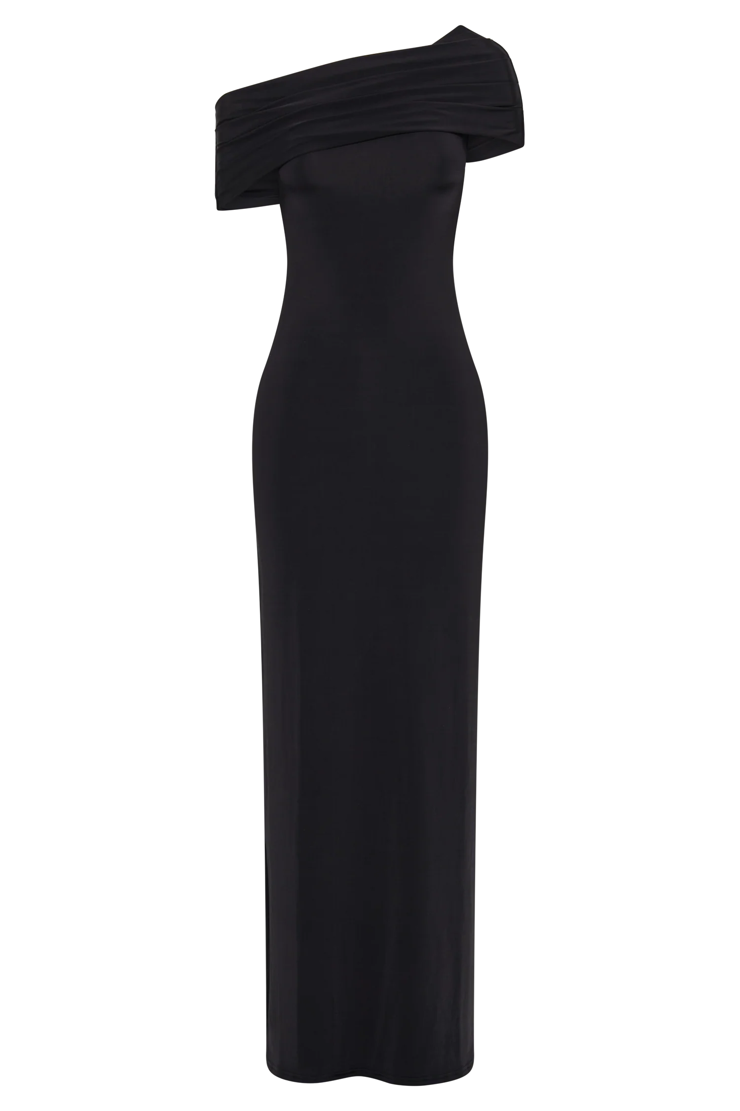 Cassandra Off Shoulder Slinky Maxi Dress - Black