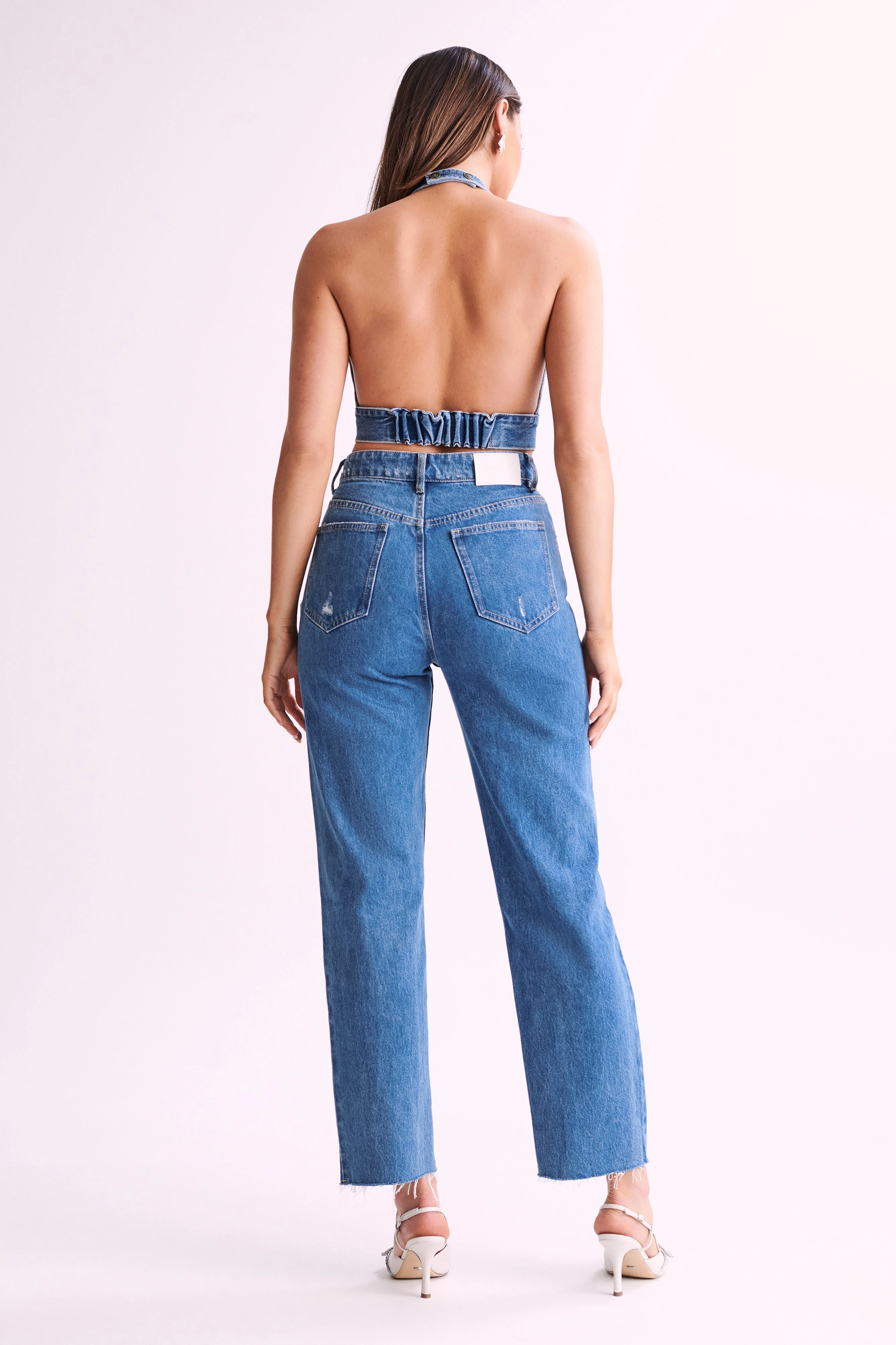 Kelly-Anne Denim Halter Top - 70'S Blue