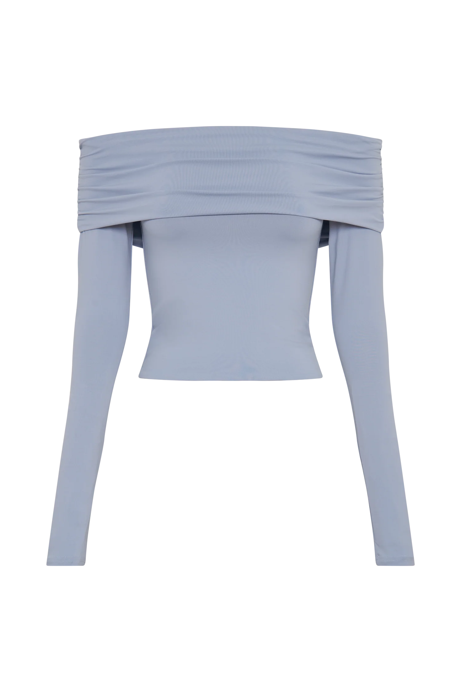 Lucinda Recycled Nylon Off Shoulder Top - Dusty Blue