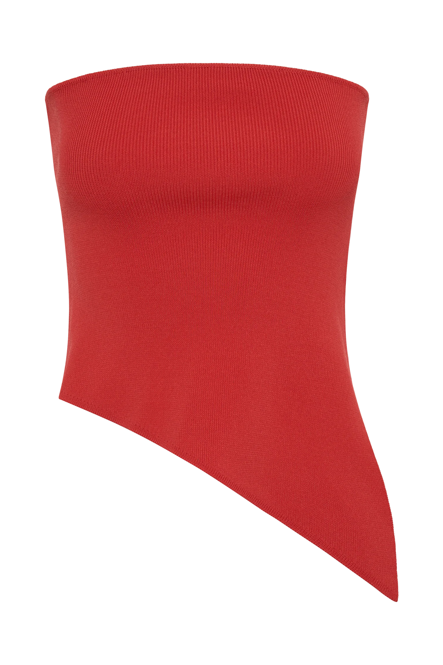 Sidney Asymmetrical Strapless Knit Top - Pomegranate