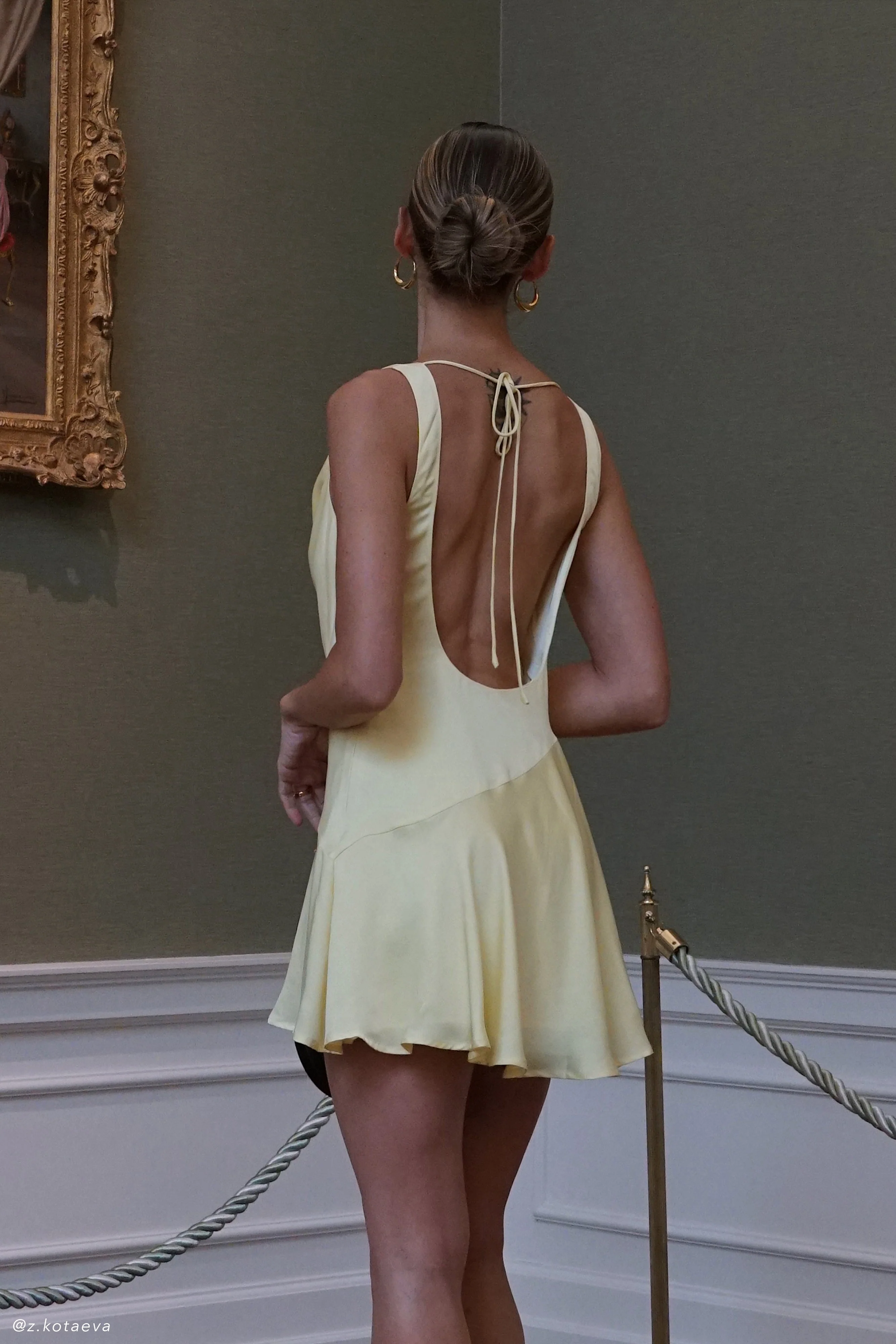 Alyce Satin Cowl Micro Mini Dress - Yellow