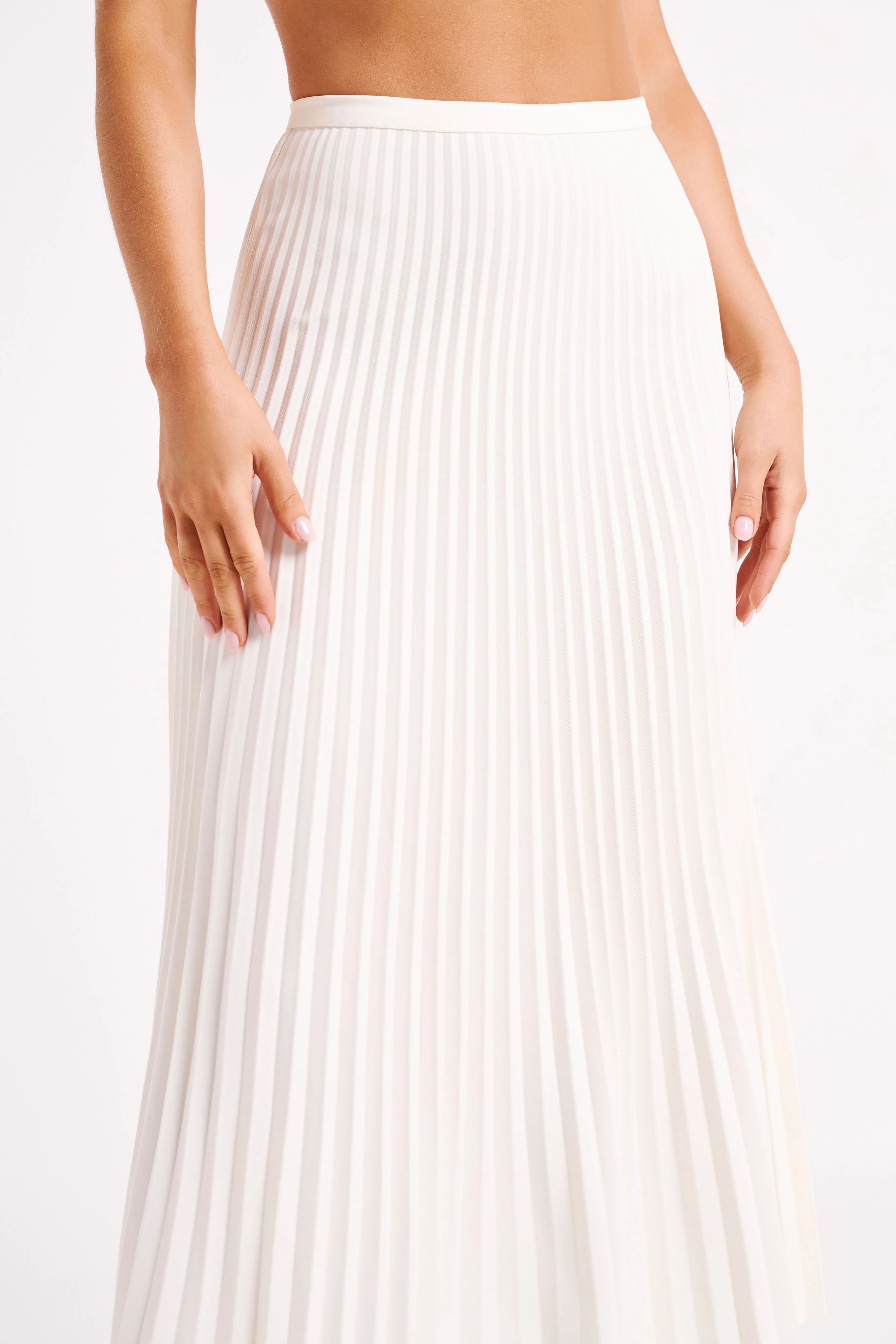 Twyla Pleated Suiting Maxi Skirt - Ivory