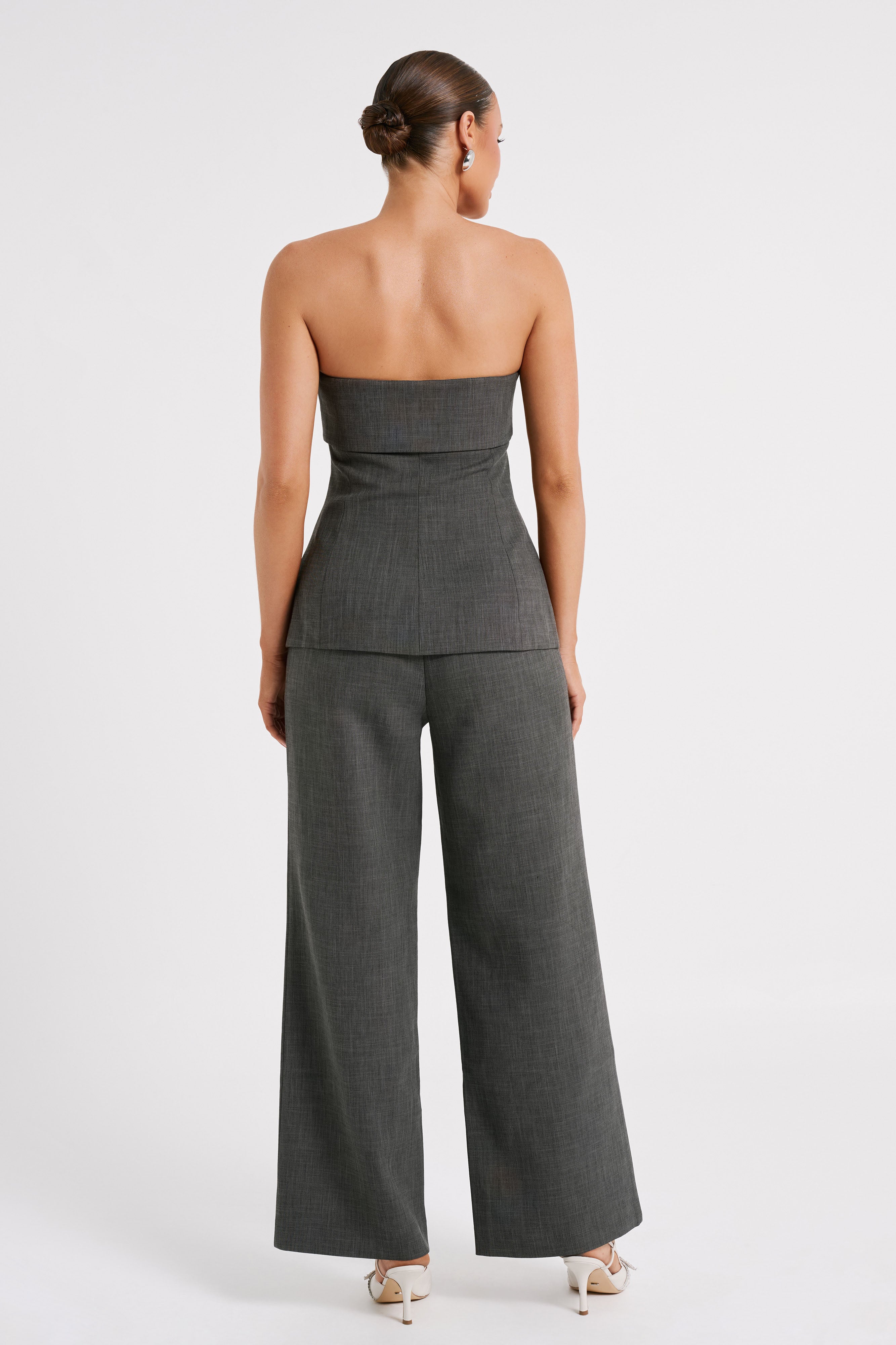 Natalie Textured Wide Leg Pant - Charcoal