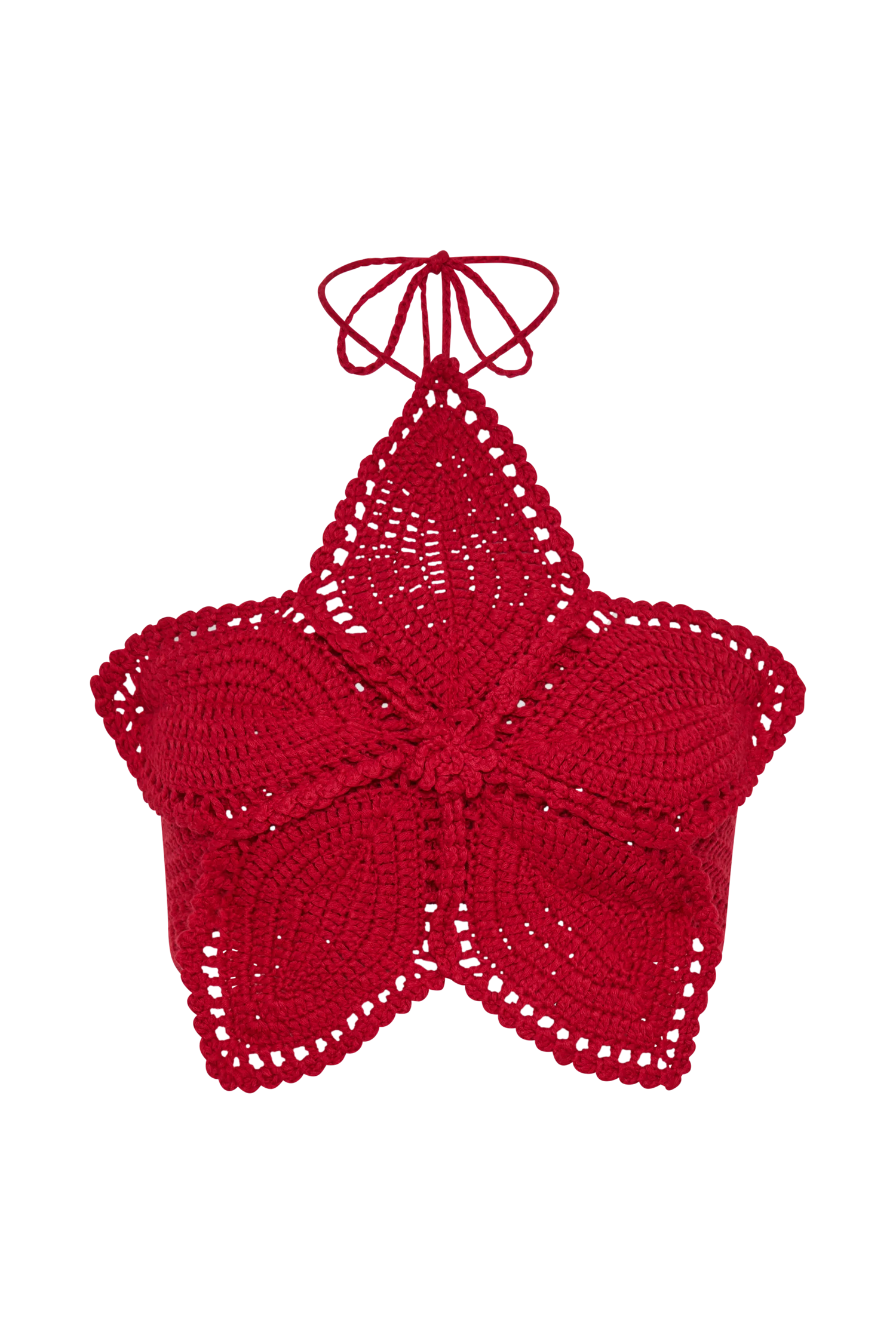 Bailey Floral Crochet Halter Top - Pomegranate