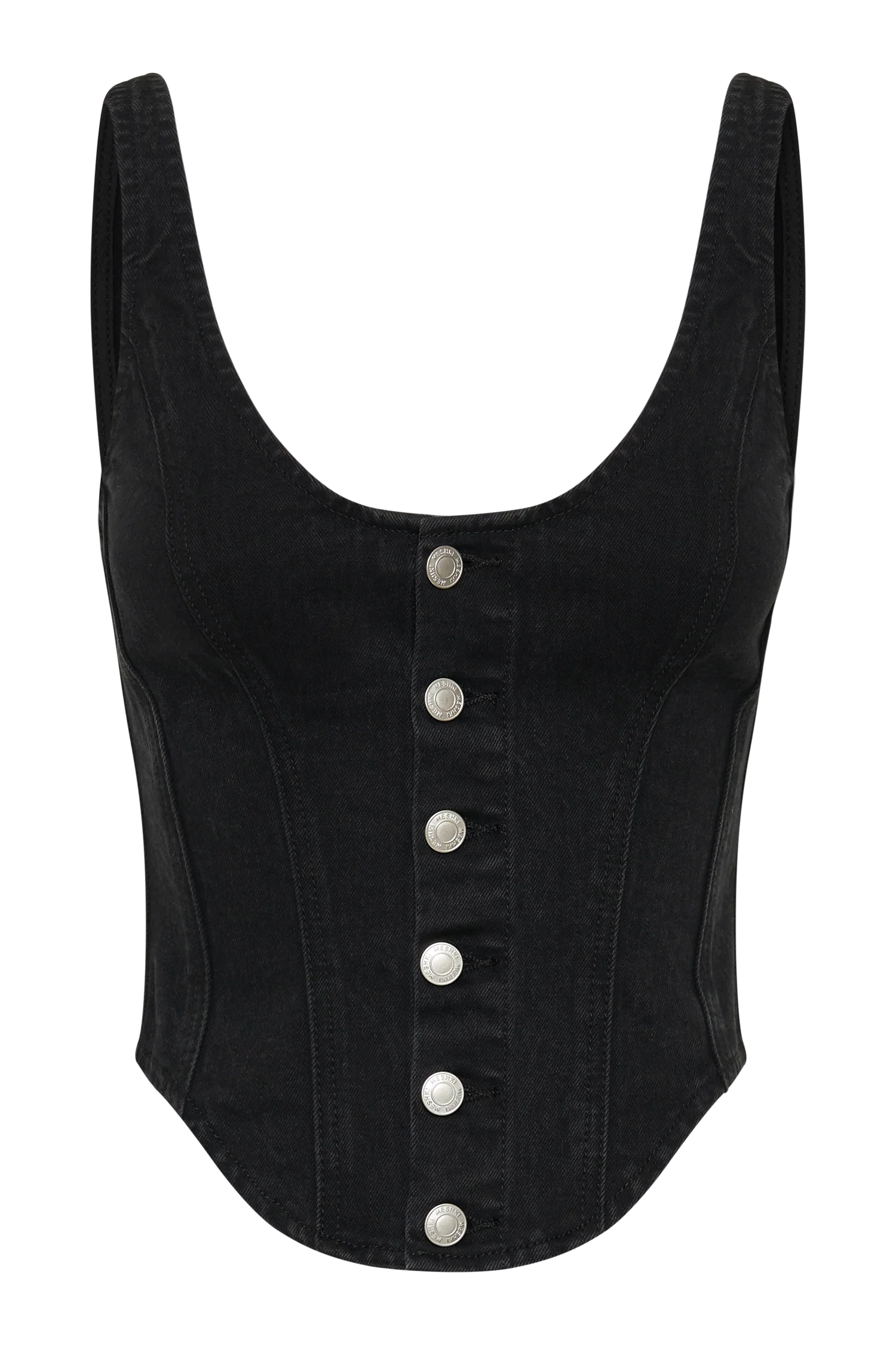 Leilani Corset Denim Top - Washed Black