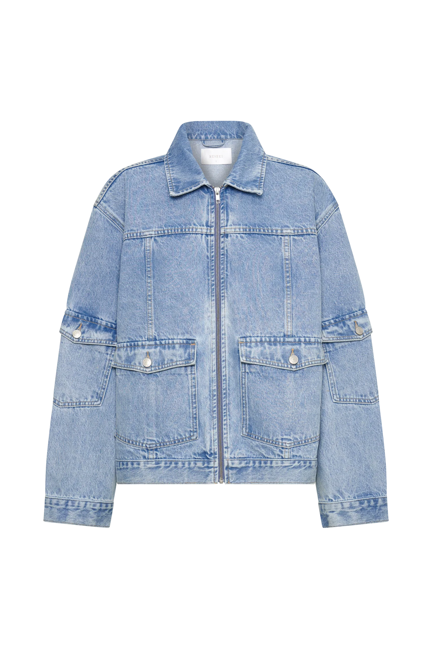 Rylee Oversized Denim Jacket - Mid Blue