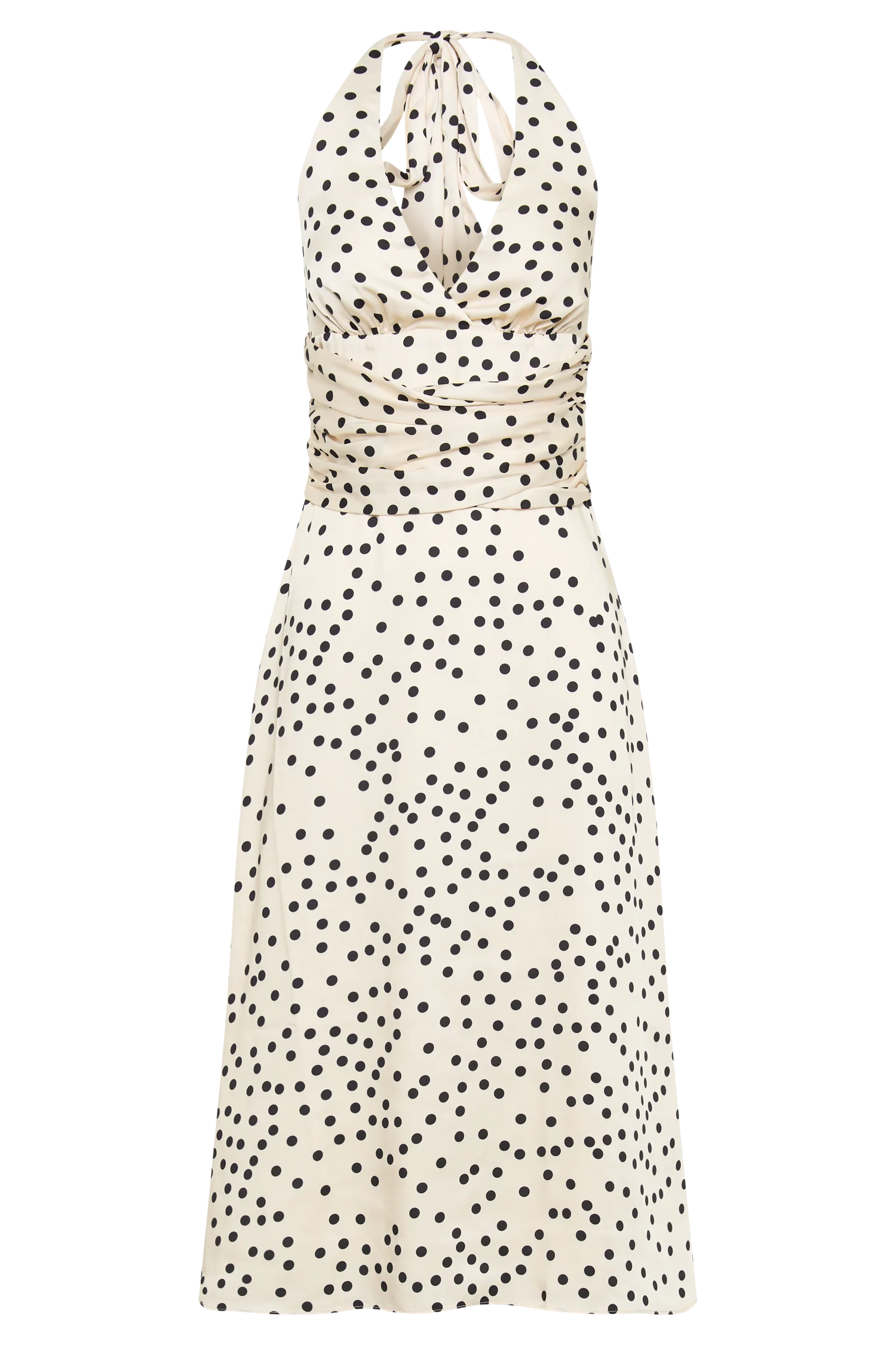 Marguerite Satin Halter Midi Dress - Polkadot