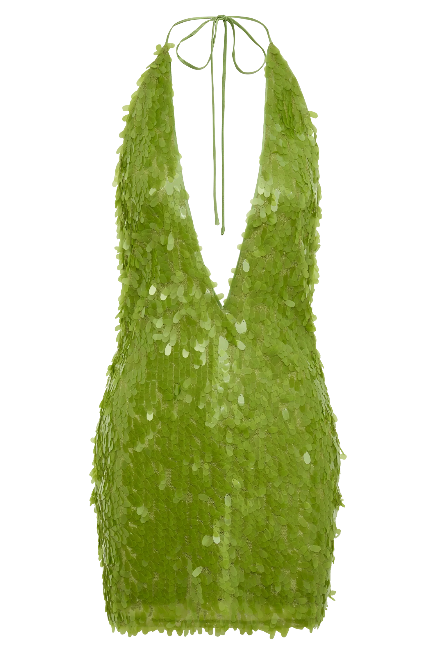 Primrose Sequin Halter Mini Dress - Parakeet Green