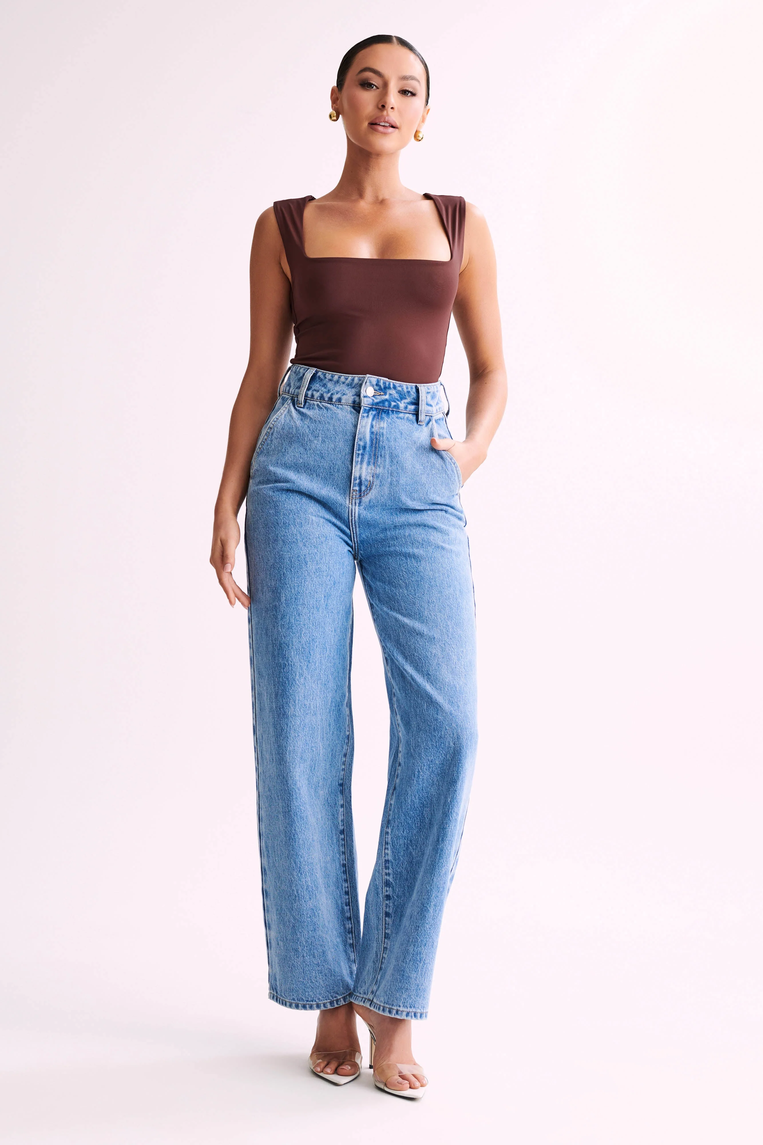 Linley Recycled Nylon Long Line Top - Chocolate