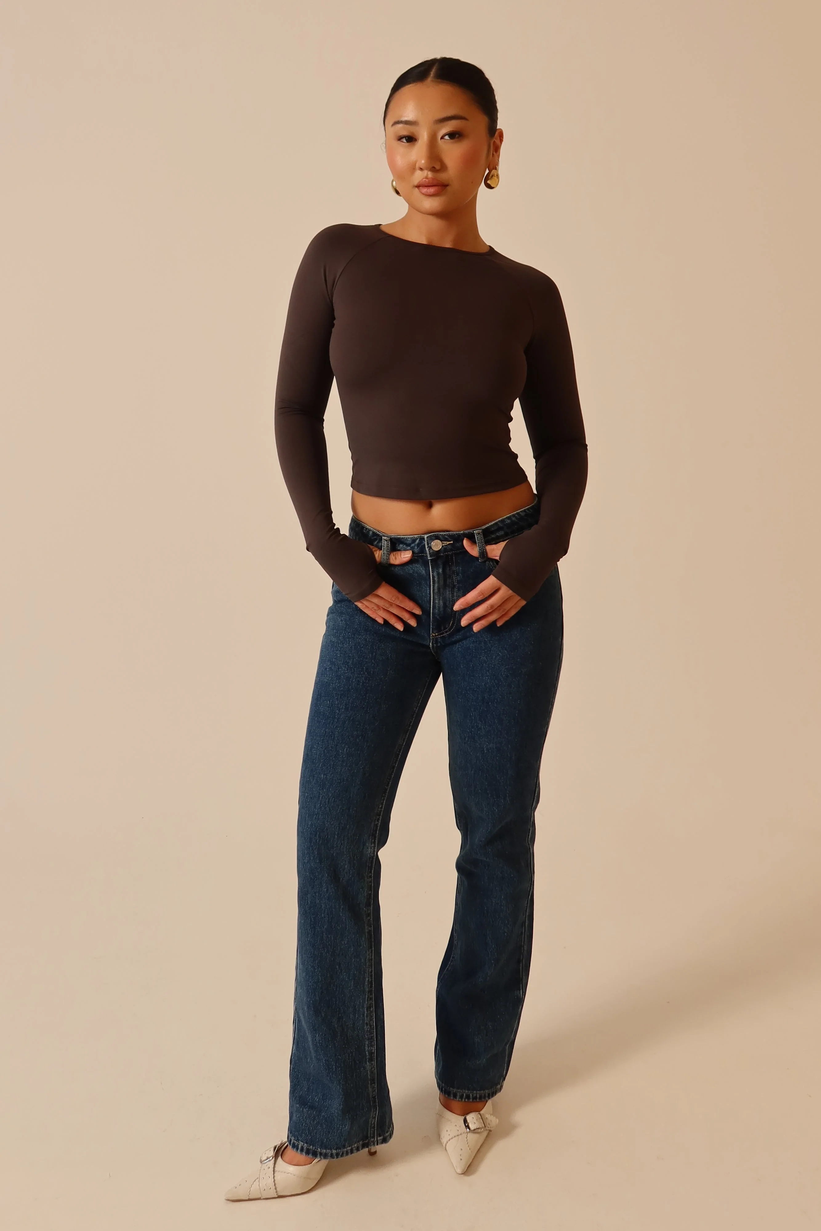 Stephy Low Rise Straight Leg Denim Jean - Dark Blue