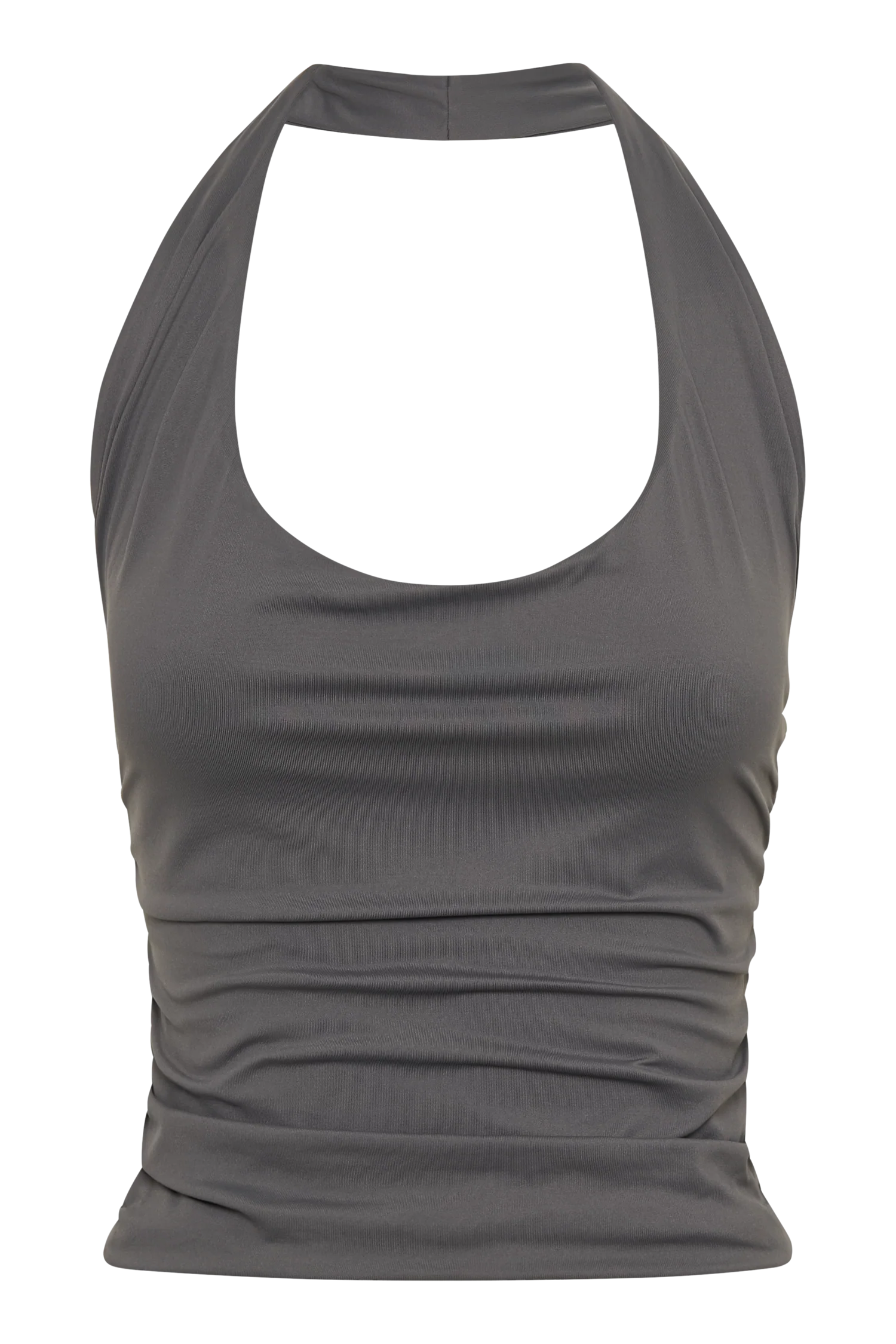 Marie Recycled Nylon Halter Top - Charcoal