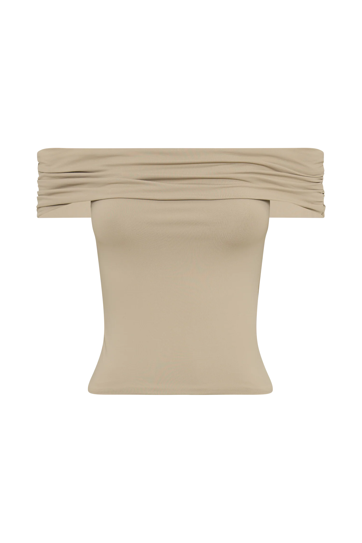 Meena Recycled Nylon Off Shoulder Top - Taupe