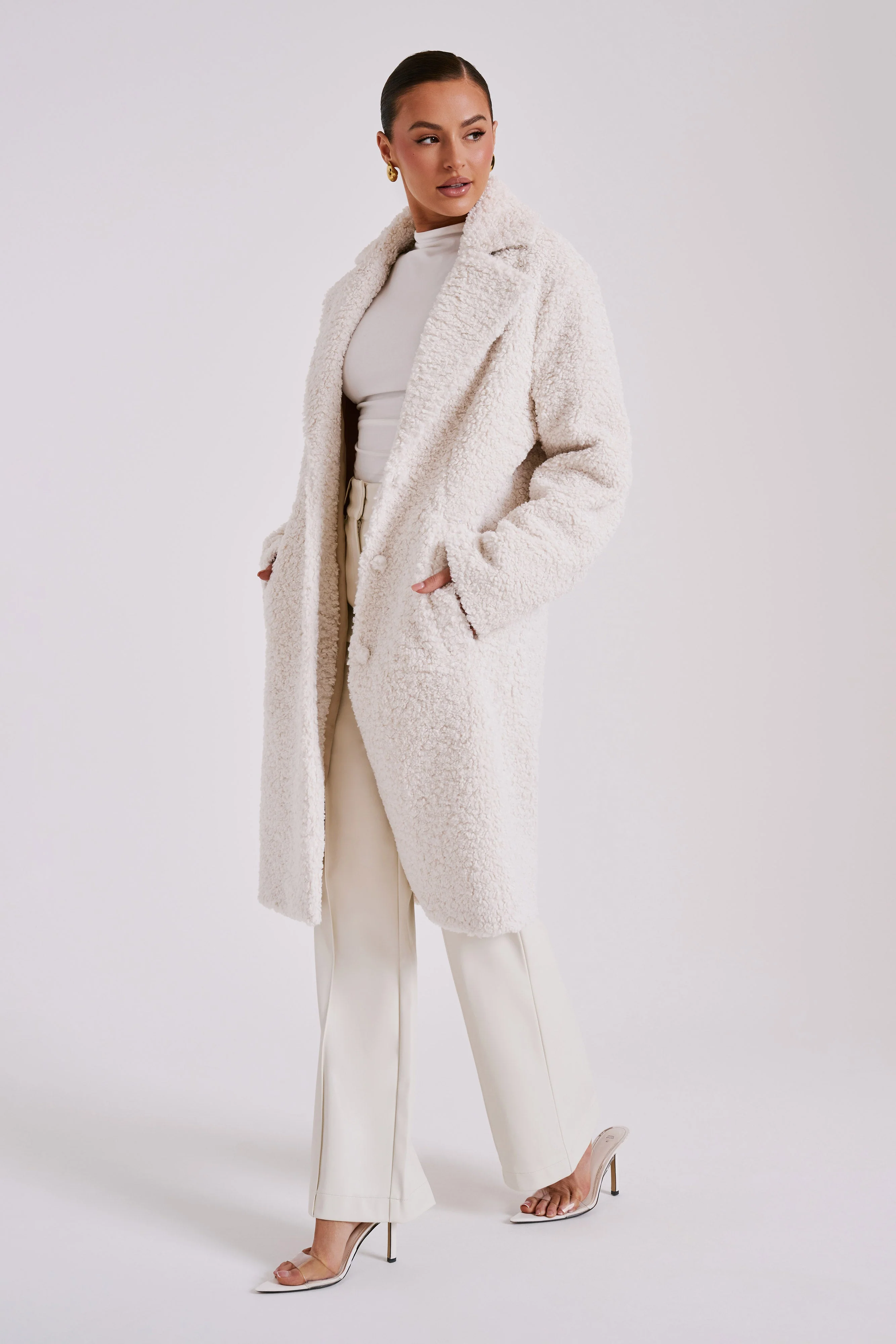 Izzy Boucle Coat - Cream